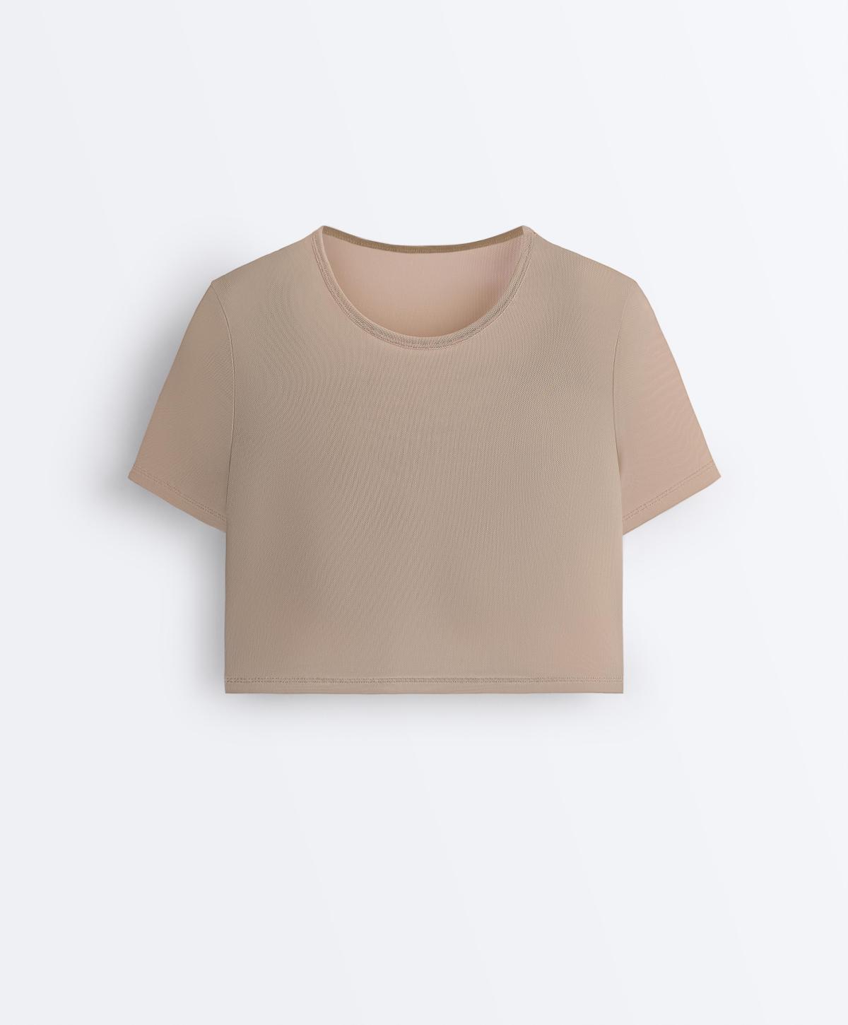 오이쇼 크롭 브라컵 반팔 탱크탑 5447/228/773 PINK-BEIGE