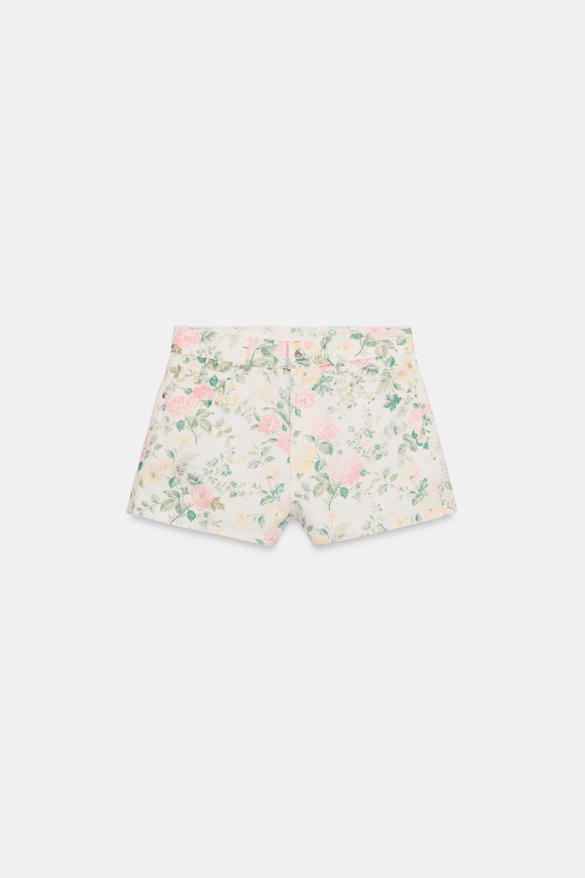 자라 하이웨이스트 플로럴 데님 반바지 6929/201/251 OYSTER-WHITE