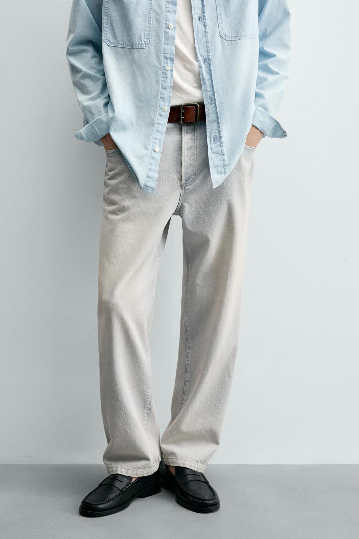 자라 배기 크롭 와이드 데님 팬츠 5585/356/406 LIGHT BLUE