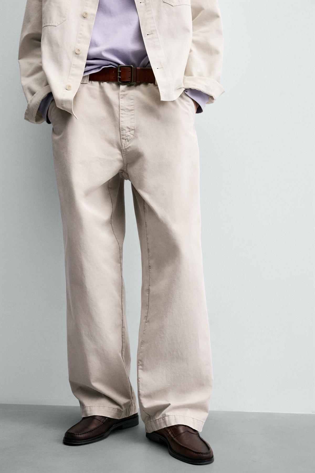 자라 빈티지 워시드 스트레이트 치노 팬츠 2553/300/721 LIGHT BEIGE