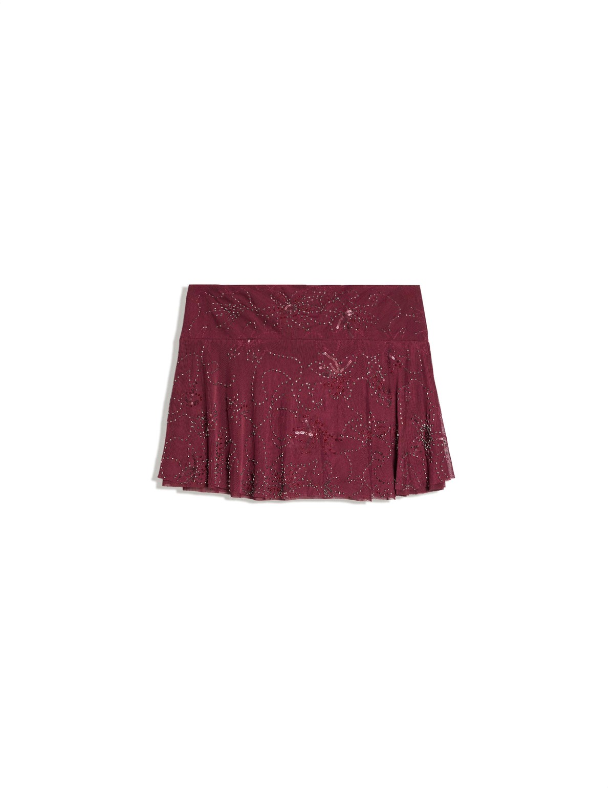 버쉬카 자수 러플 미니 스커트 2041/662 BURGUNDY