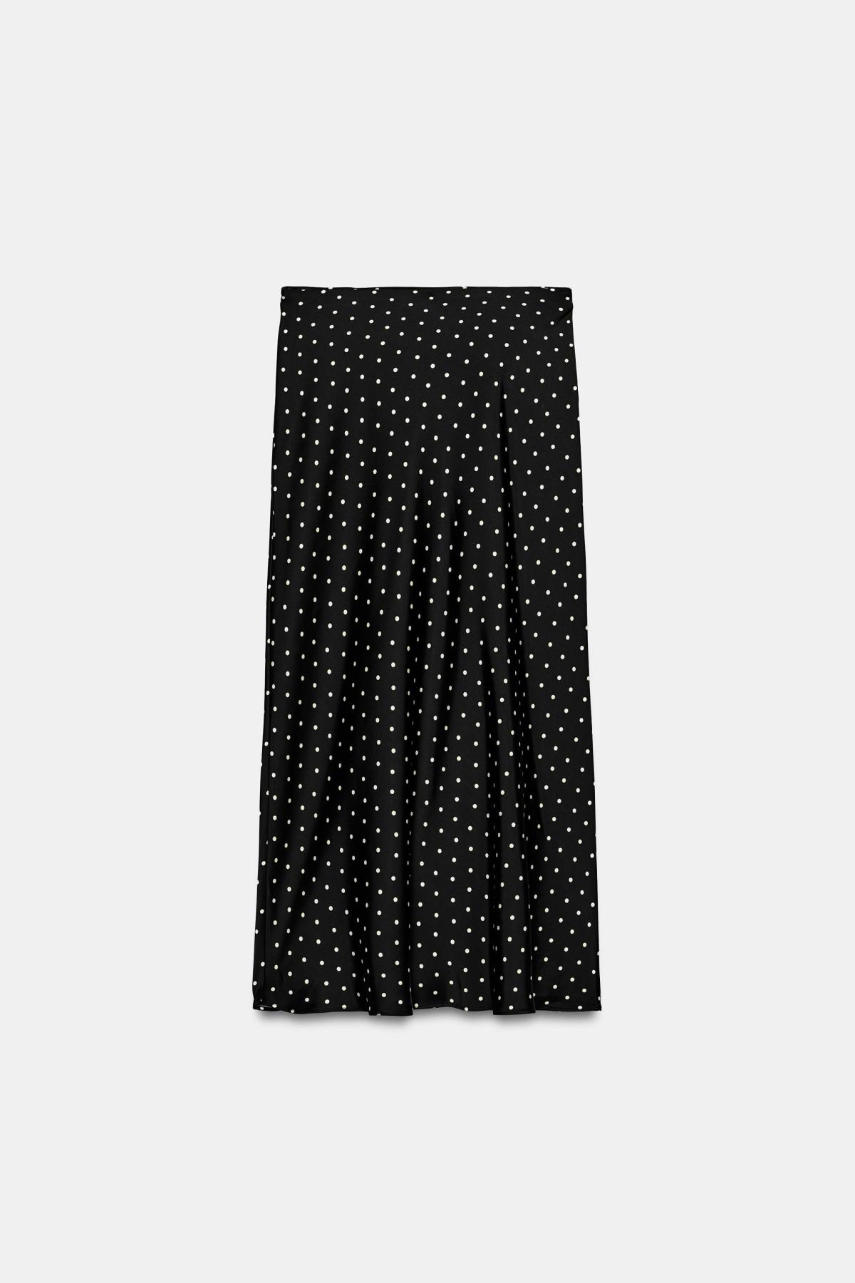 자라 도트 패턴 새틴 미디 스커트 8338/537/084 BLACK / WHITE
