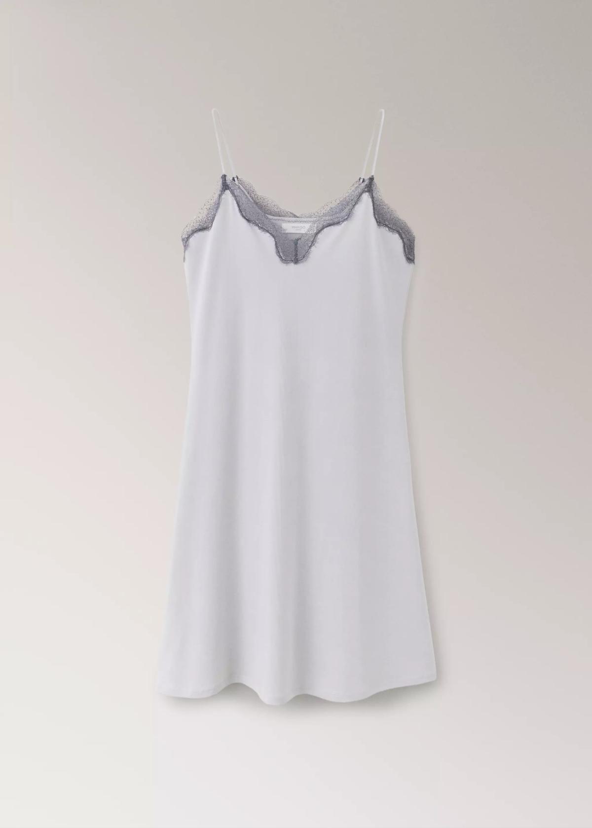 망고 레이스 브이넥 미디 슬립 원피스 37062916_92 GRIS