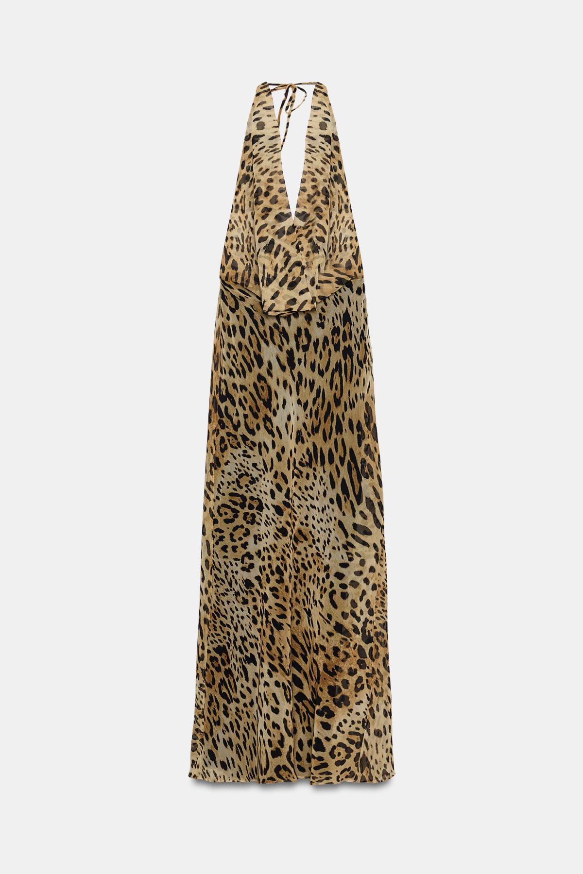 자라 애니멀 프린트 홀터넥 롱 원피스 7841/399/051 LEOPARD