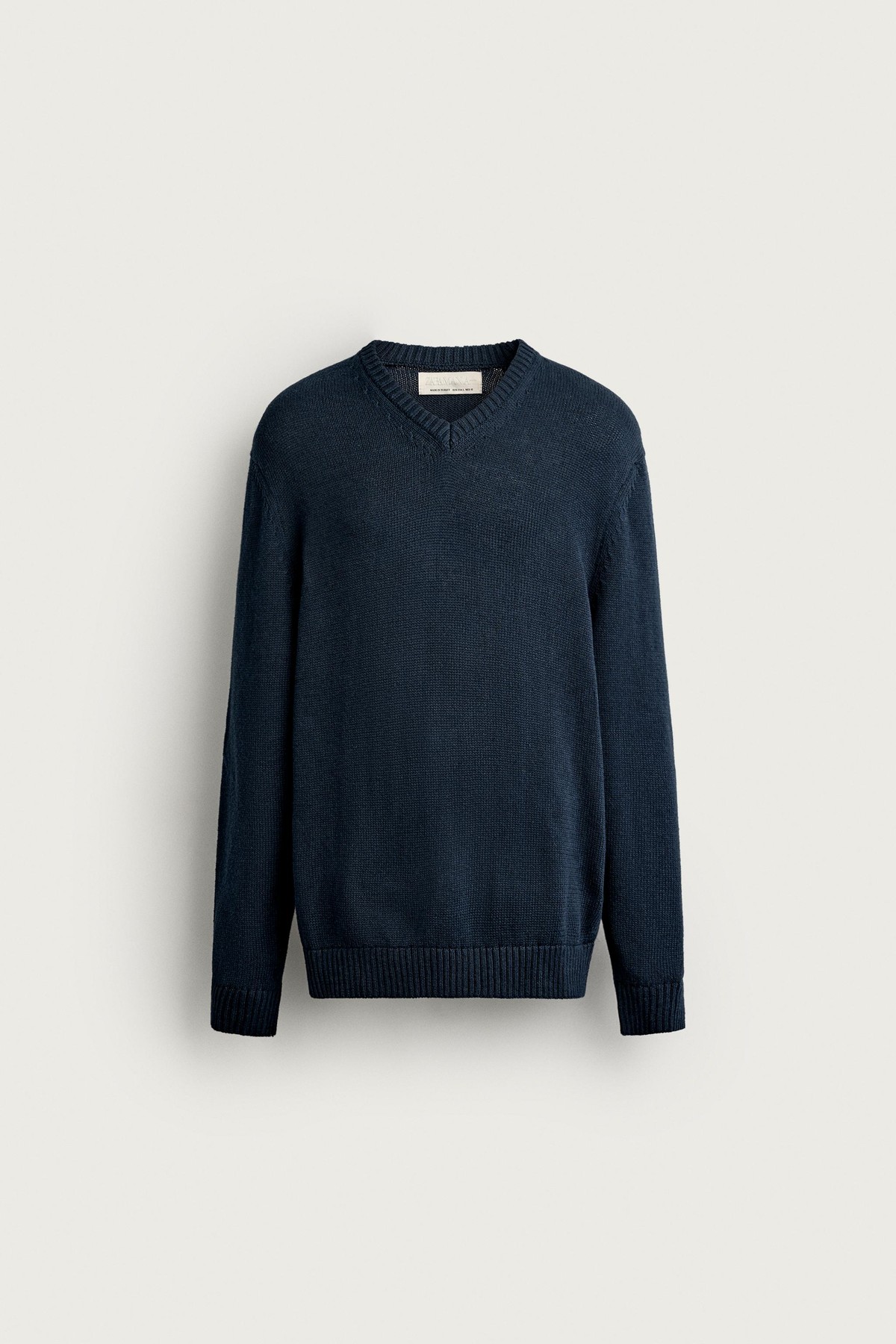 자라 브이넥 코튼 린넨 니트 스웨터 2632/309/401 NAVY BLUE