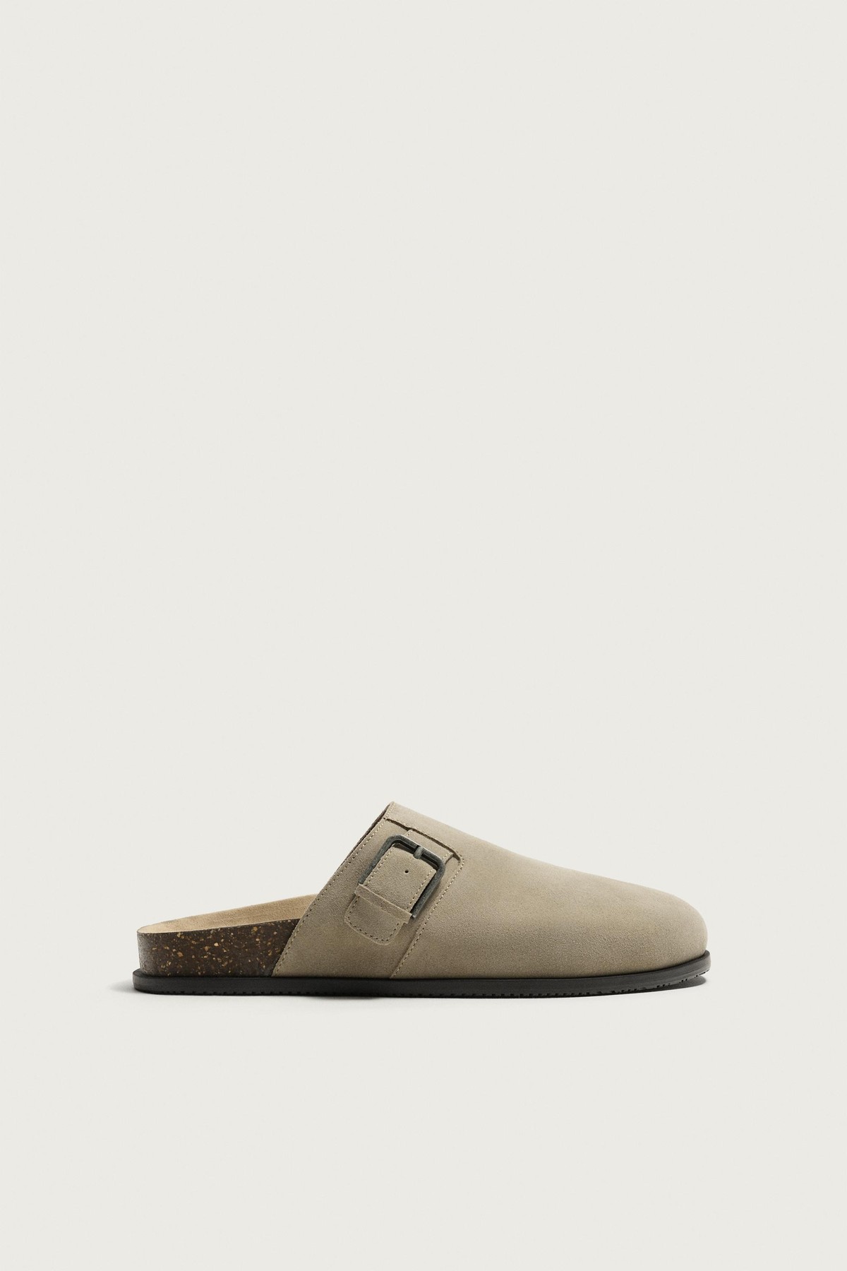 자라 버클 레더 스웨이드 클로그 슬리퍼 2728/720/131 TAUPE GREY