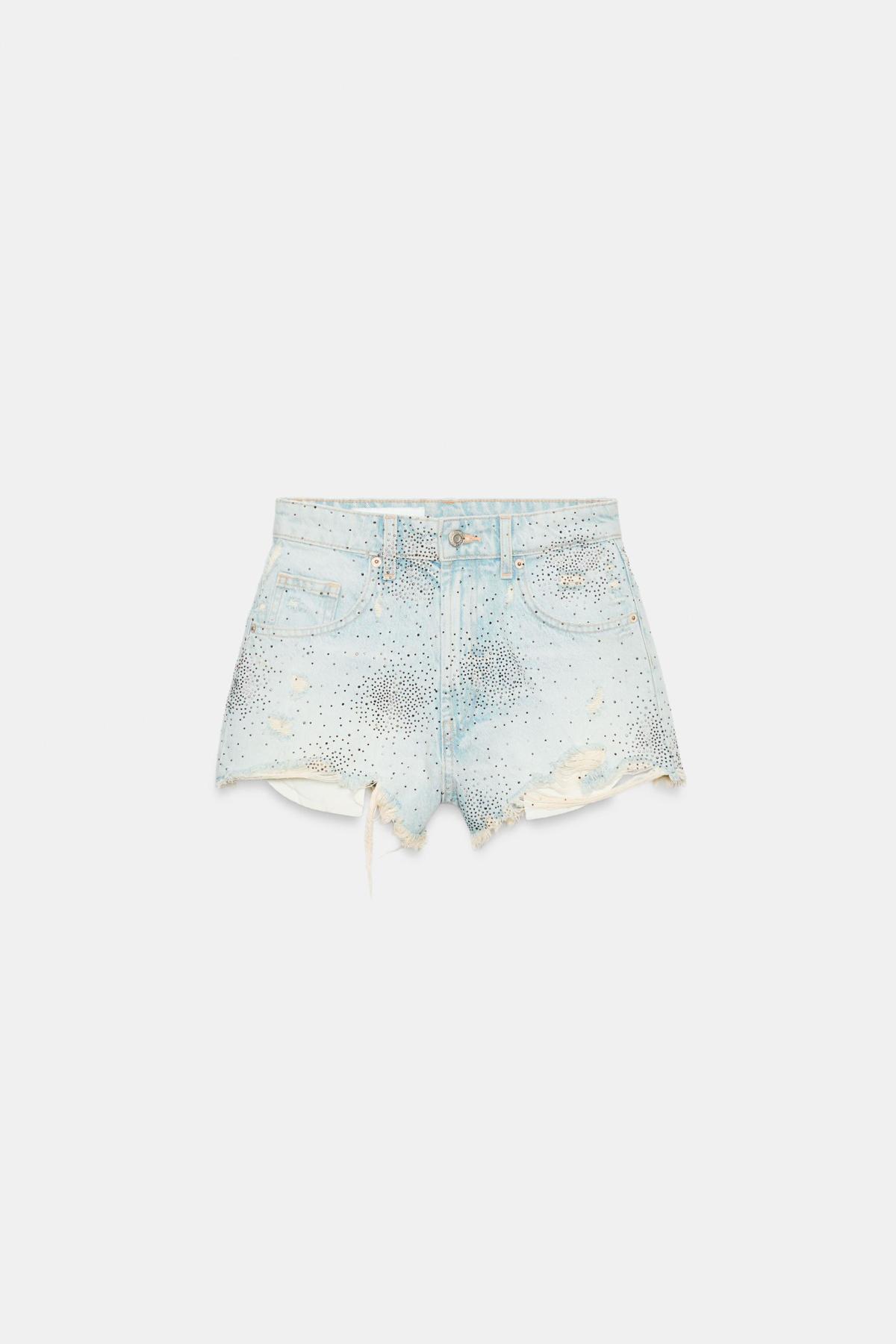 자라 글리터 디스트로이드 데님 반바지 3607/202/406 LIGHT BLUE