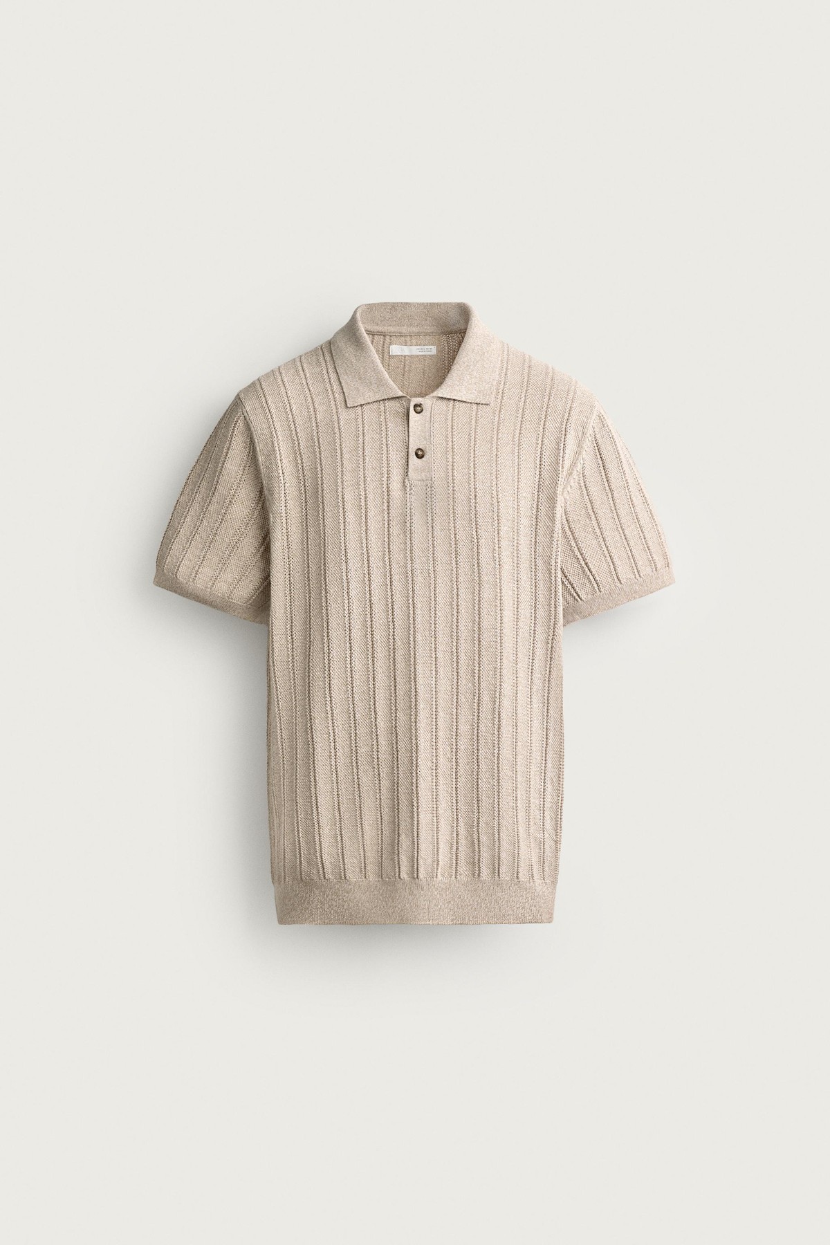 자라 오픈 니트 텍스처 반팔 폴로셔츠 3166/306/711 SAND