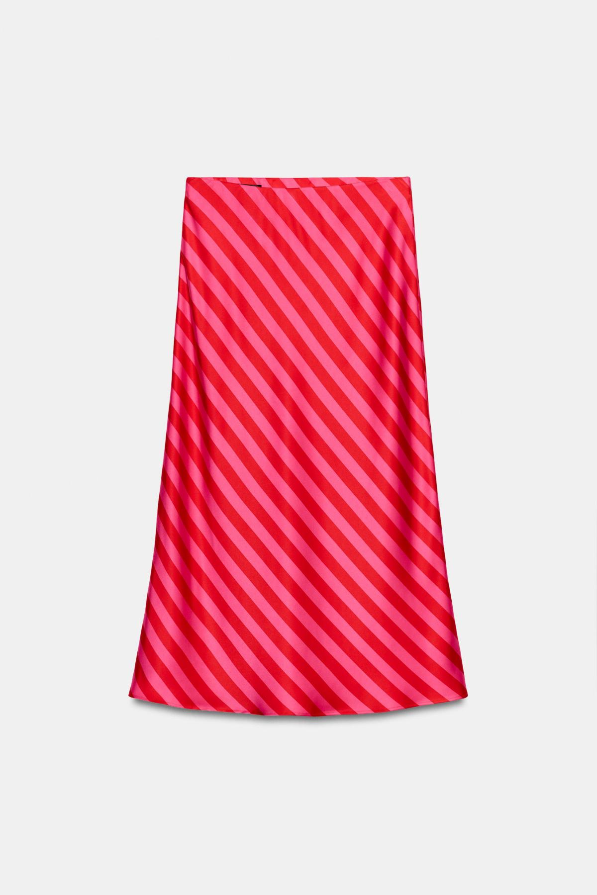 자라 스트라이프 새틴 롱 스커트 7254/399/330 MULTICOLOURED