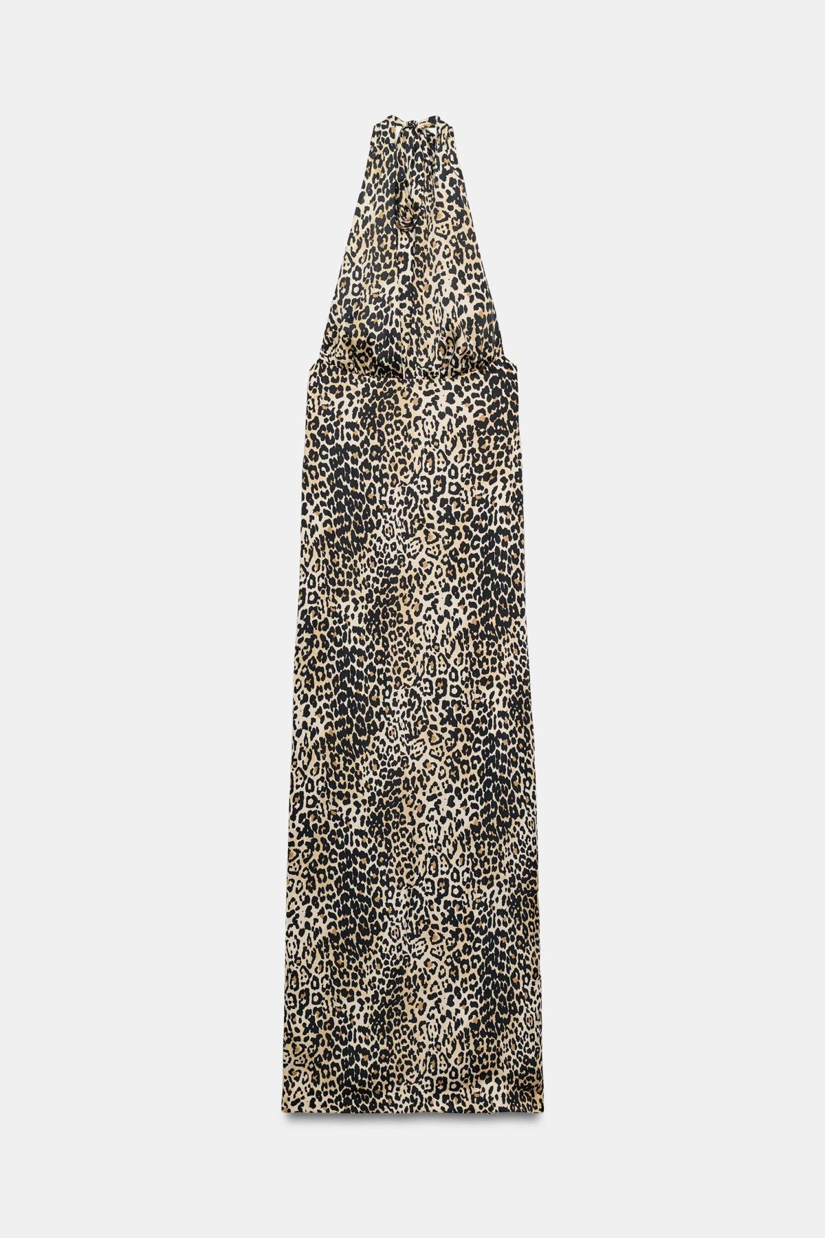 자라 애니멀 프린트 새틴 홀터넥 롱 원피스 2778/332/051 LEOPARD