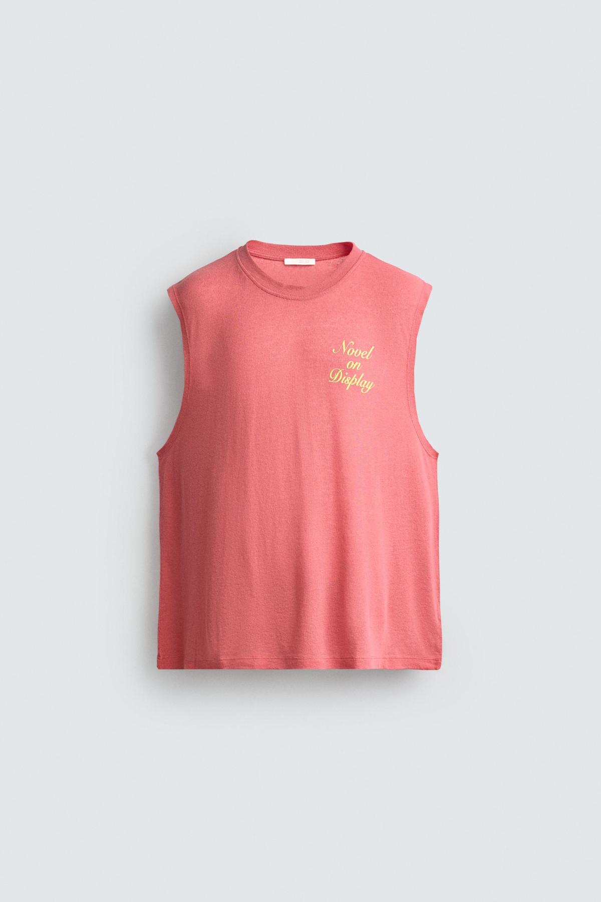 자라 릴렉스핏 프린트 린넨 혼방 탱크탑 0722/306/640 NEON PINK