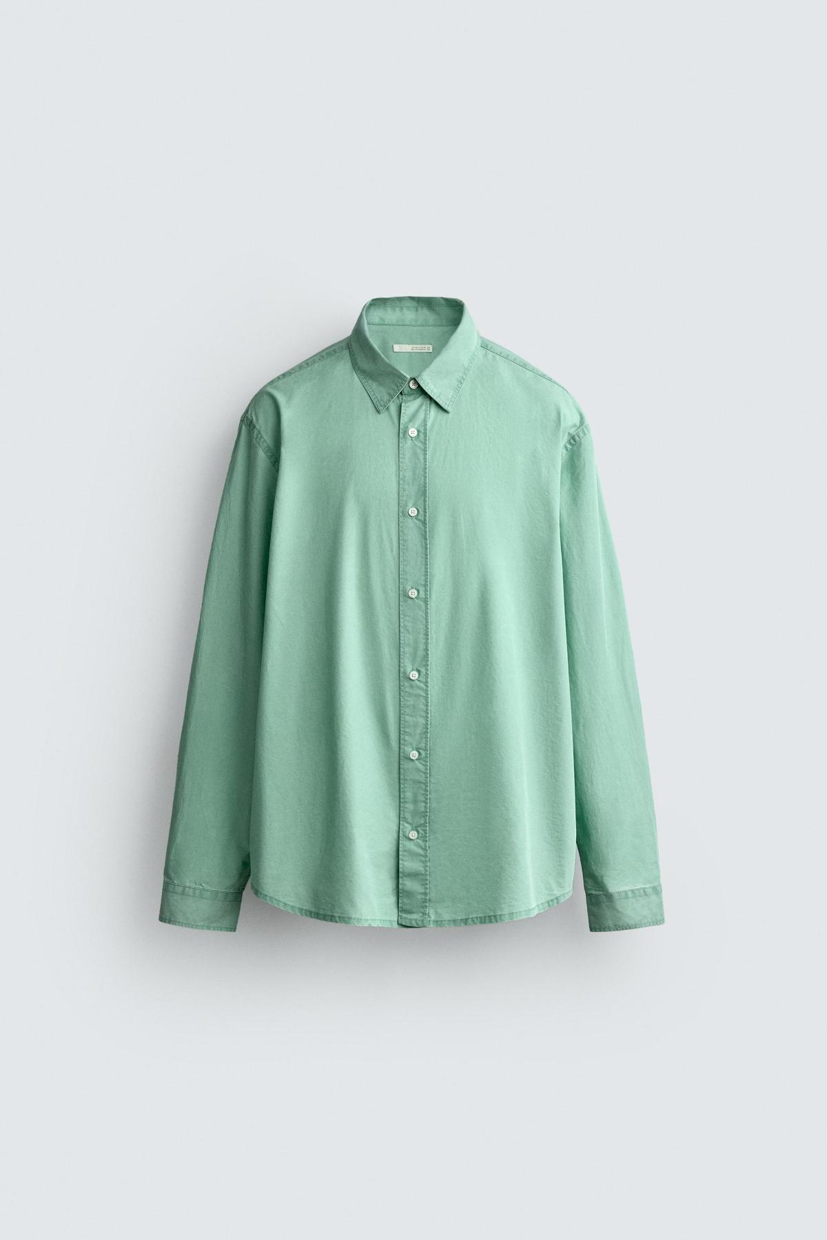 자라 워시드 레귤러핏 긴팔 셔츠 6887/402/519 WASHED GREEN