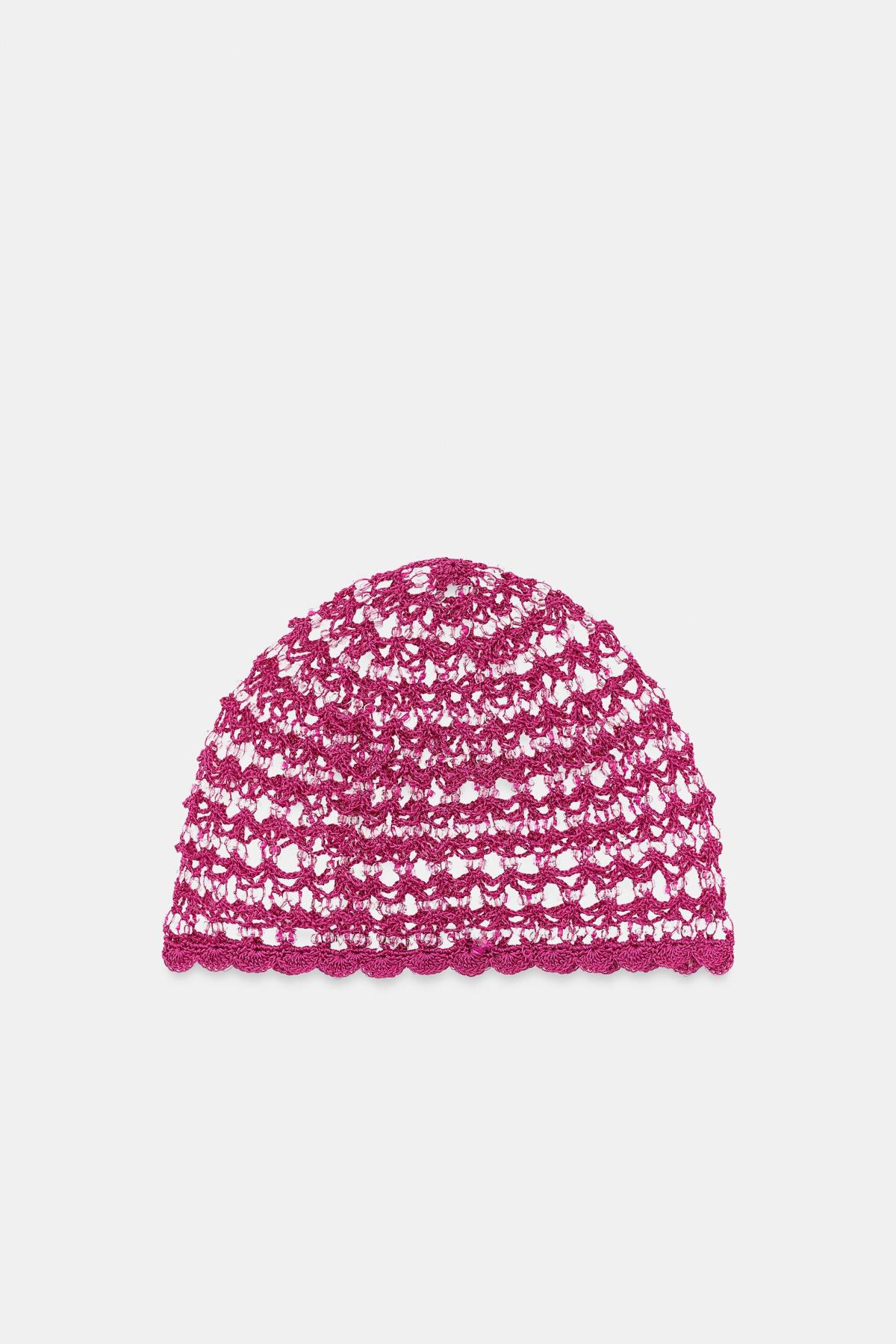 자라 크로셰 비즈 스컬캡 비니 3920/235/620 PINK