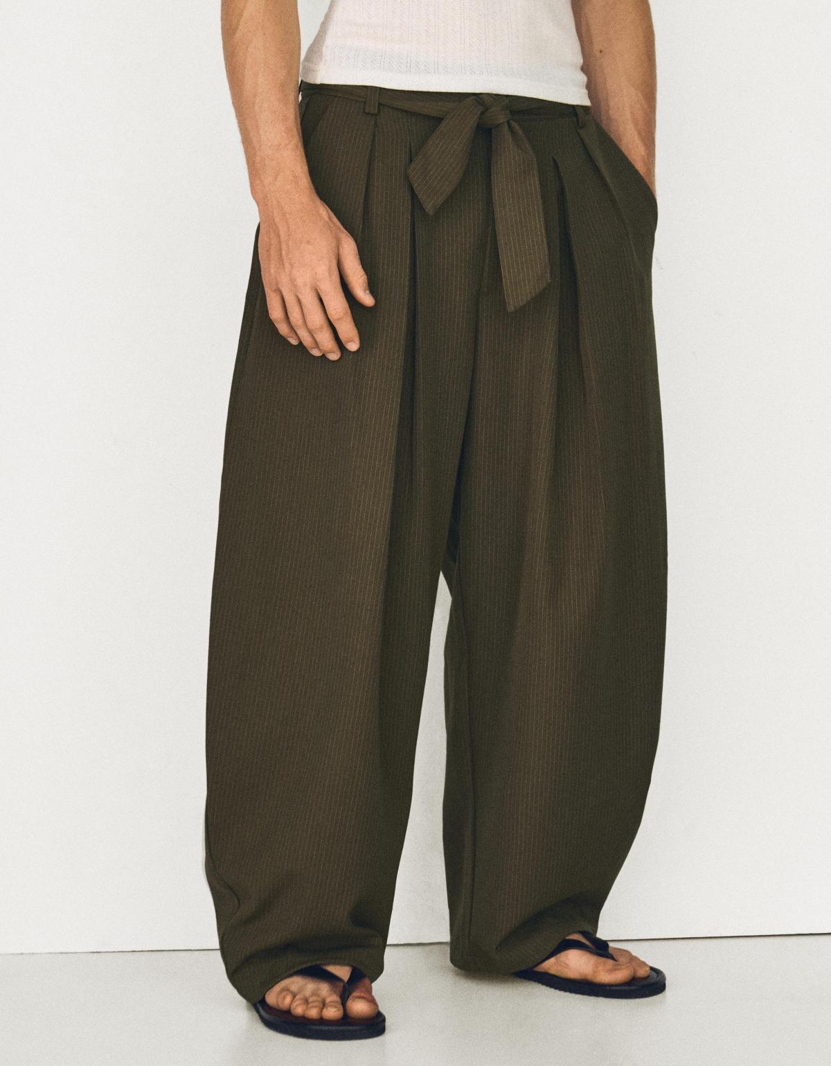 버쉬카 배럴핏 다트 벨트 와이드 팬츠 2742/140 KHAKI