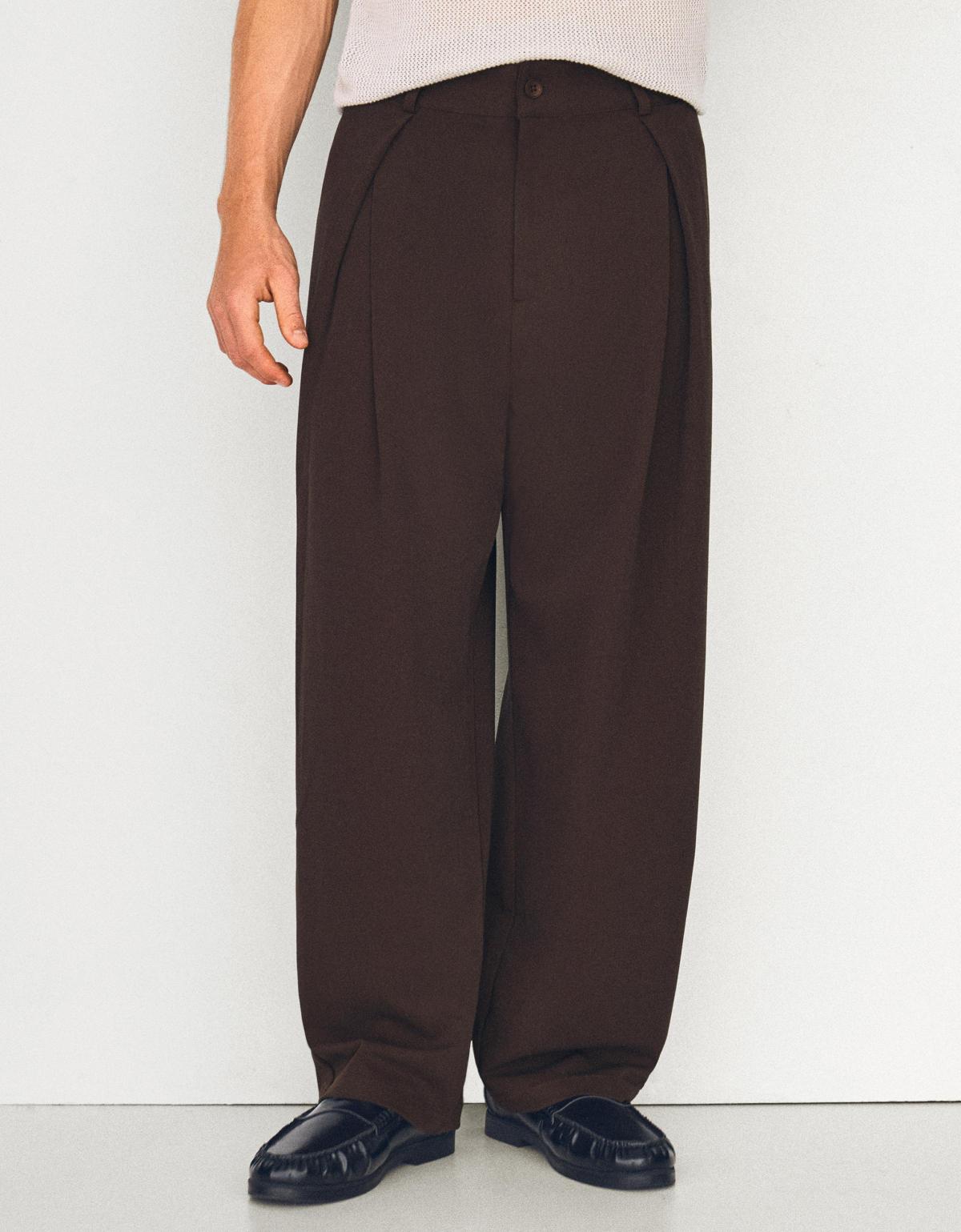 버쉬카 플리츠 배기핏 와이드 팬츠 2703/710 BROWN