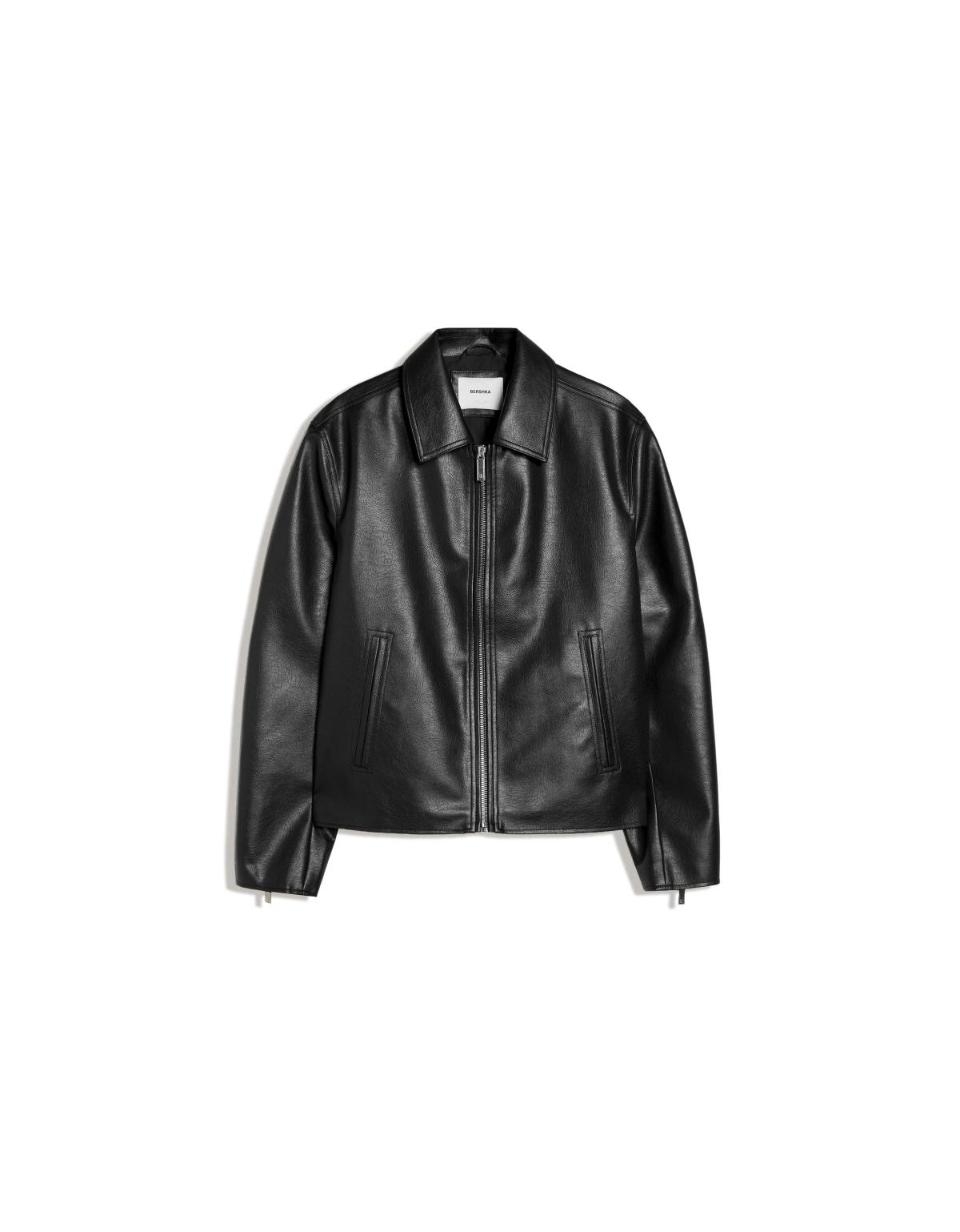 버쉬카 박시핏 레더 이펙트 자켓 2116/677 BLACK