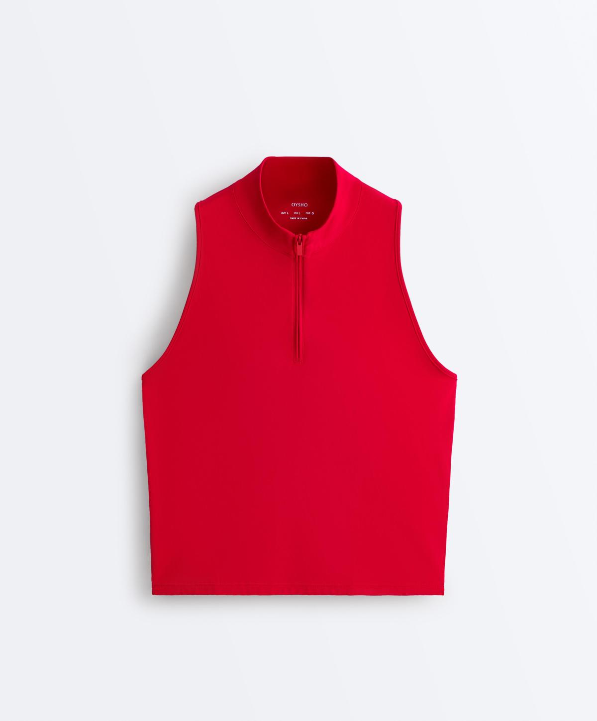 오이쇼 민소매 하프집업 크롭 티셔츠 2959/290/601 STRONG RED