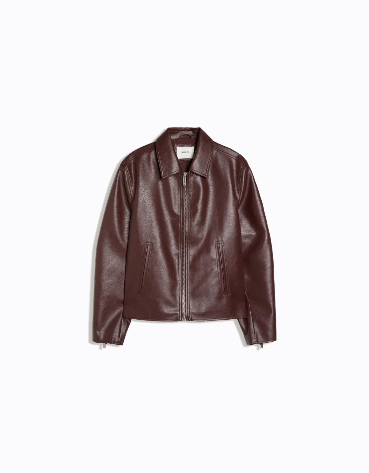 버쉬카 박시핏 레더 이펙트 재킷 2116/677 BURGUNDY