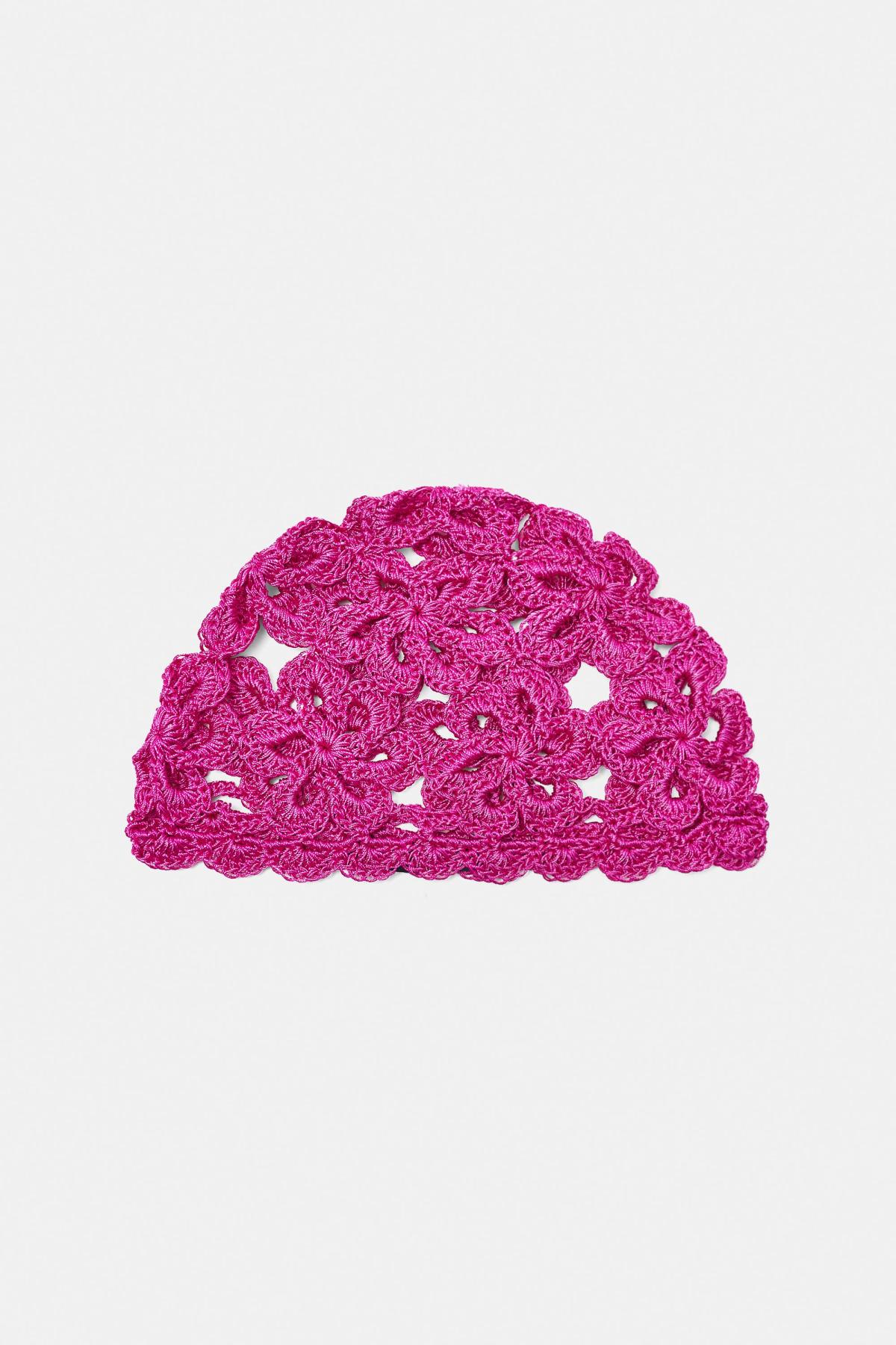풀앤베어 플로럴 크로셰 스컬캡 비니 3004/317 FUCHSIA
