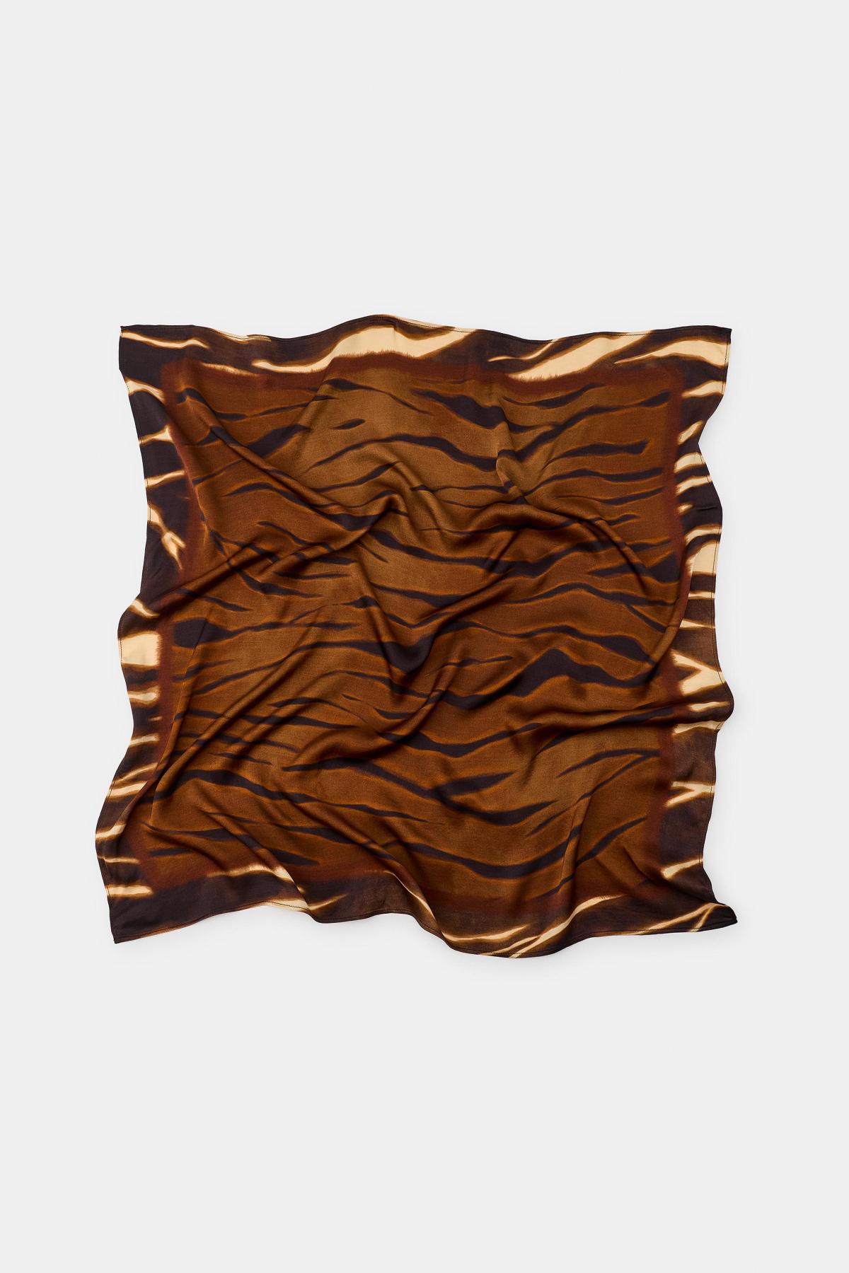자라 애니멀 프린트 비스코스 스카프 4758/200/700 BROWN