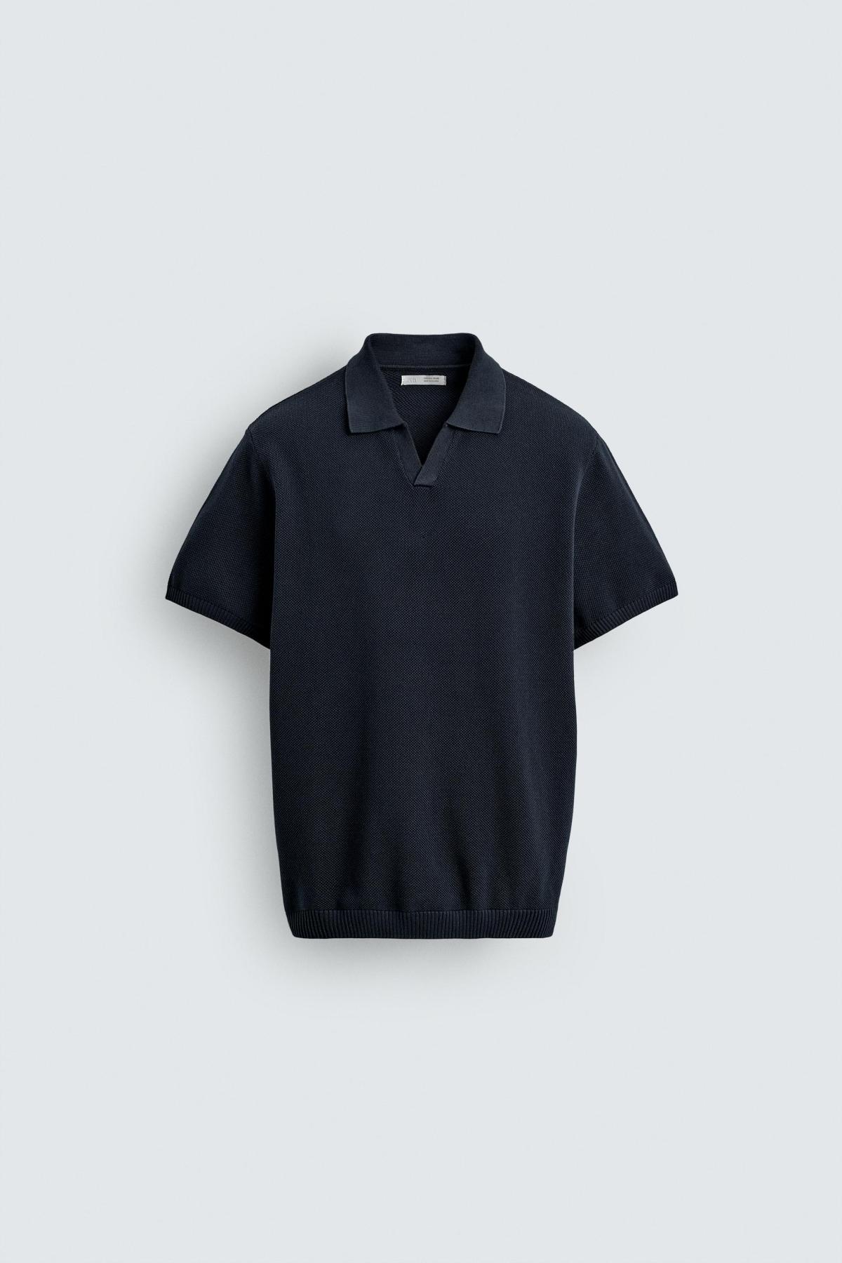 자라 텍스처 니트 반팔 폴로셔츠 3332/410/401 NAVY BLUE