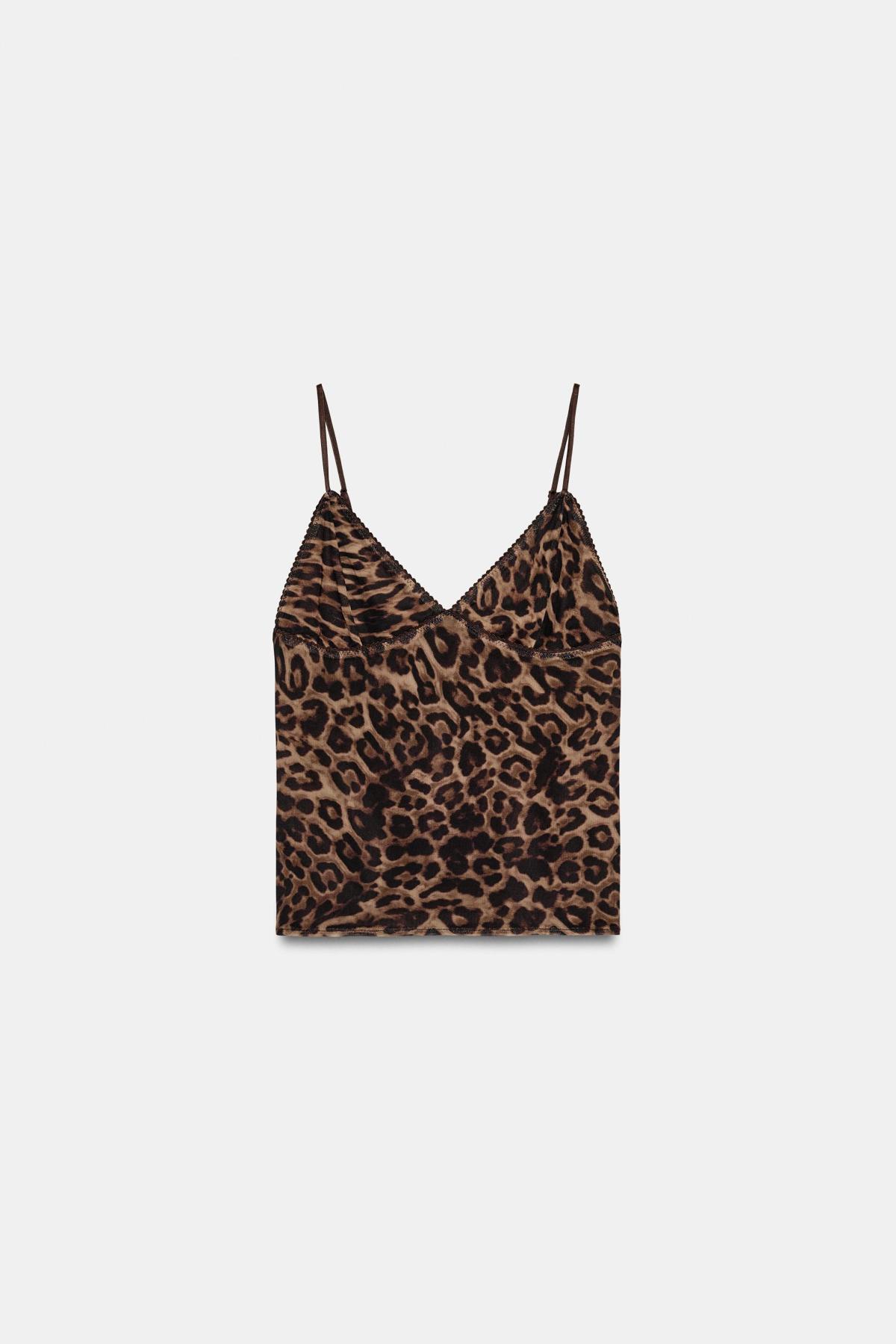자라 레오파드 프린트 튤 스트랩 탑 5039/405/042 LEOPARD