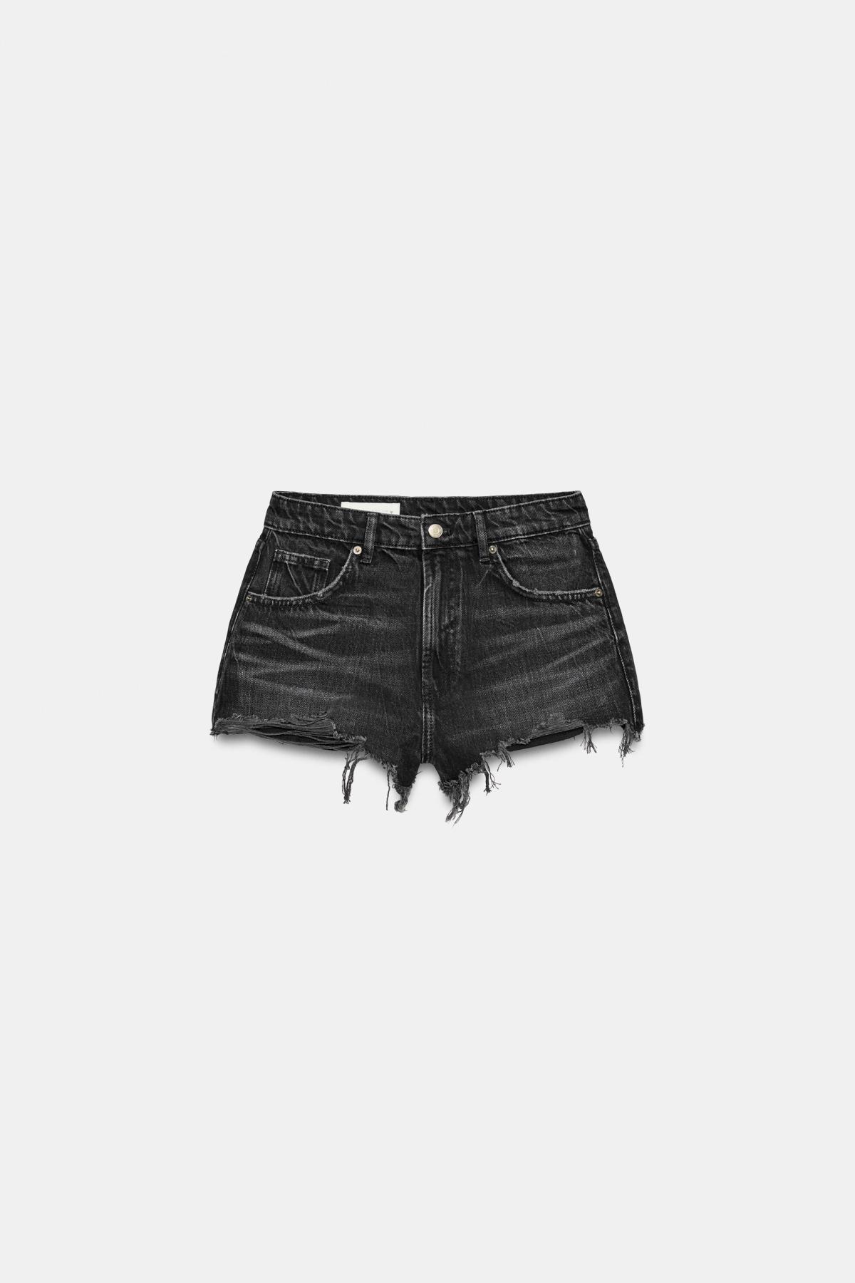 자라 디스트로이드 블랙 데님 반바지 4365/001/800 BLACK