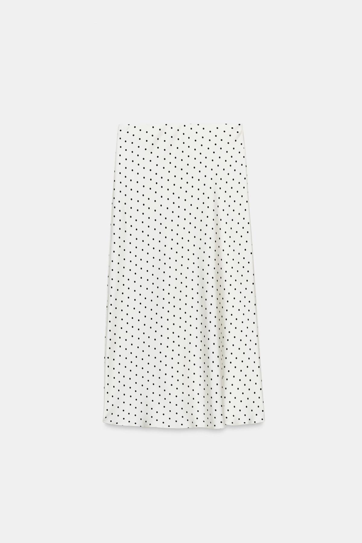 자라 도트 패턴 새틴 미디 스커트 8338/537/070 ECRU / BLACK
