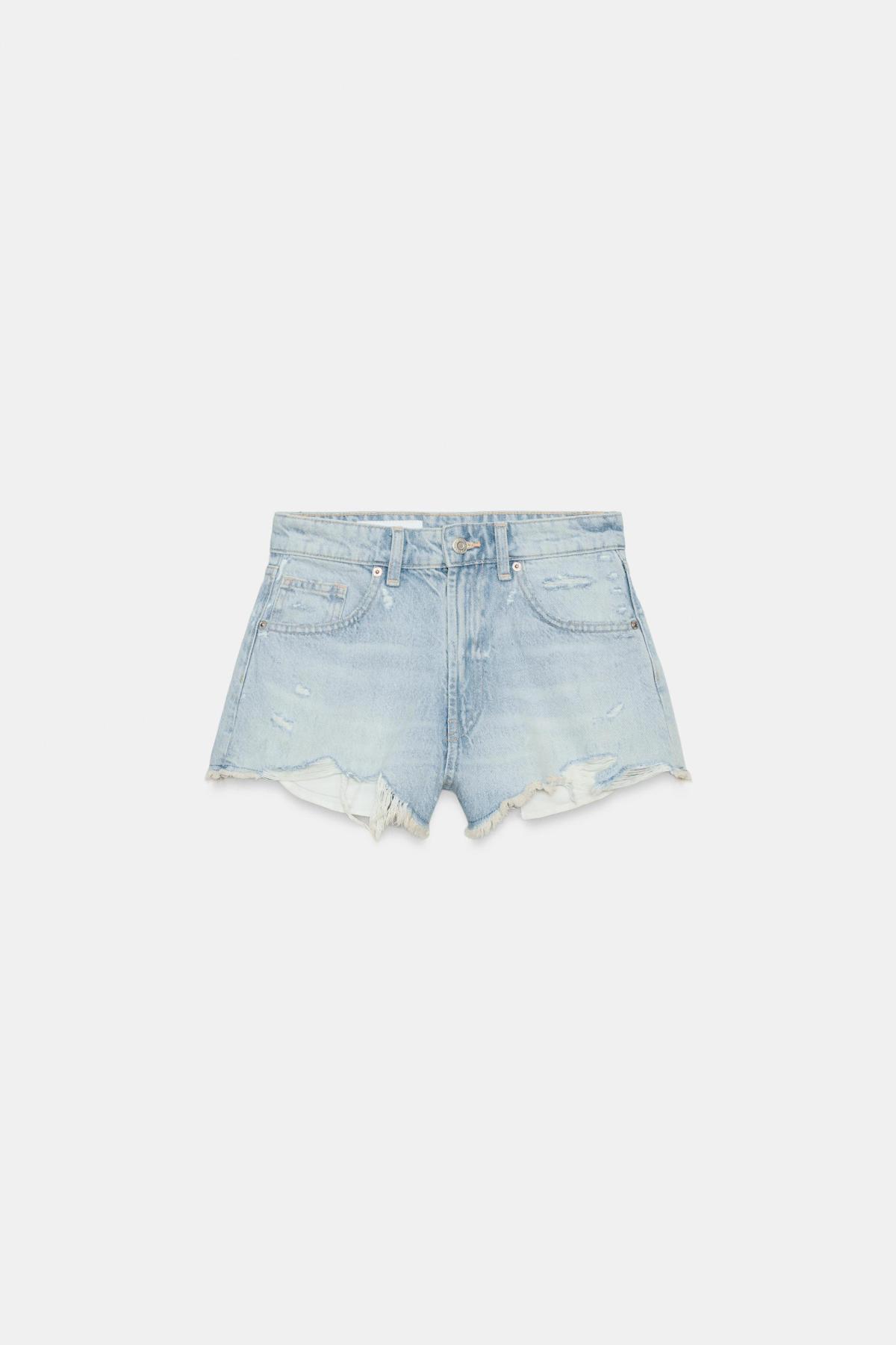 자라 하이라이즈 커브드 데님 반바지 4365/001/406 LIGHT BLUE