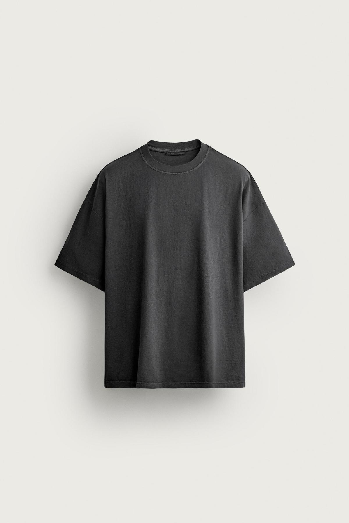 자라 베이직 워시드 라운드넥 반팔 티셔츠 6462/410/898 DARK ANTHRACITE