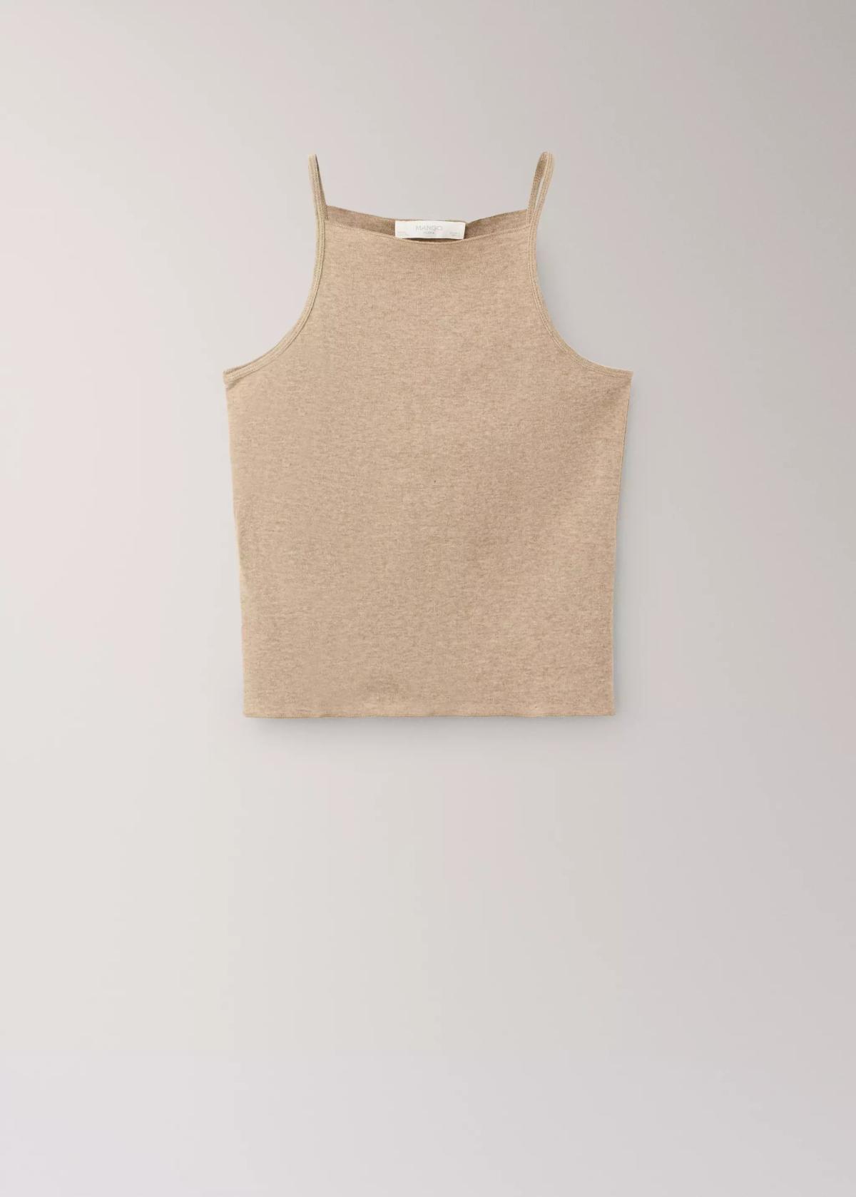 망고 크롭 파인 스트랩 캐미솔 탑 27085971_35 MARRON MEDIO