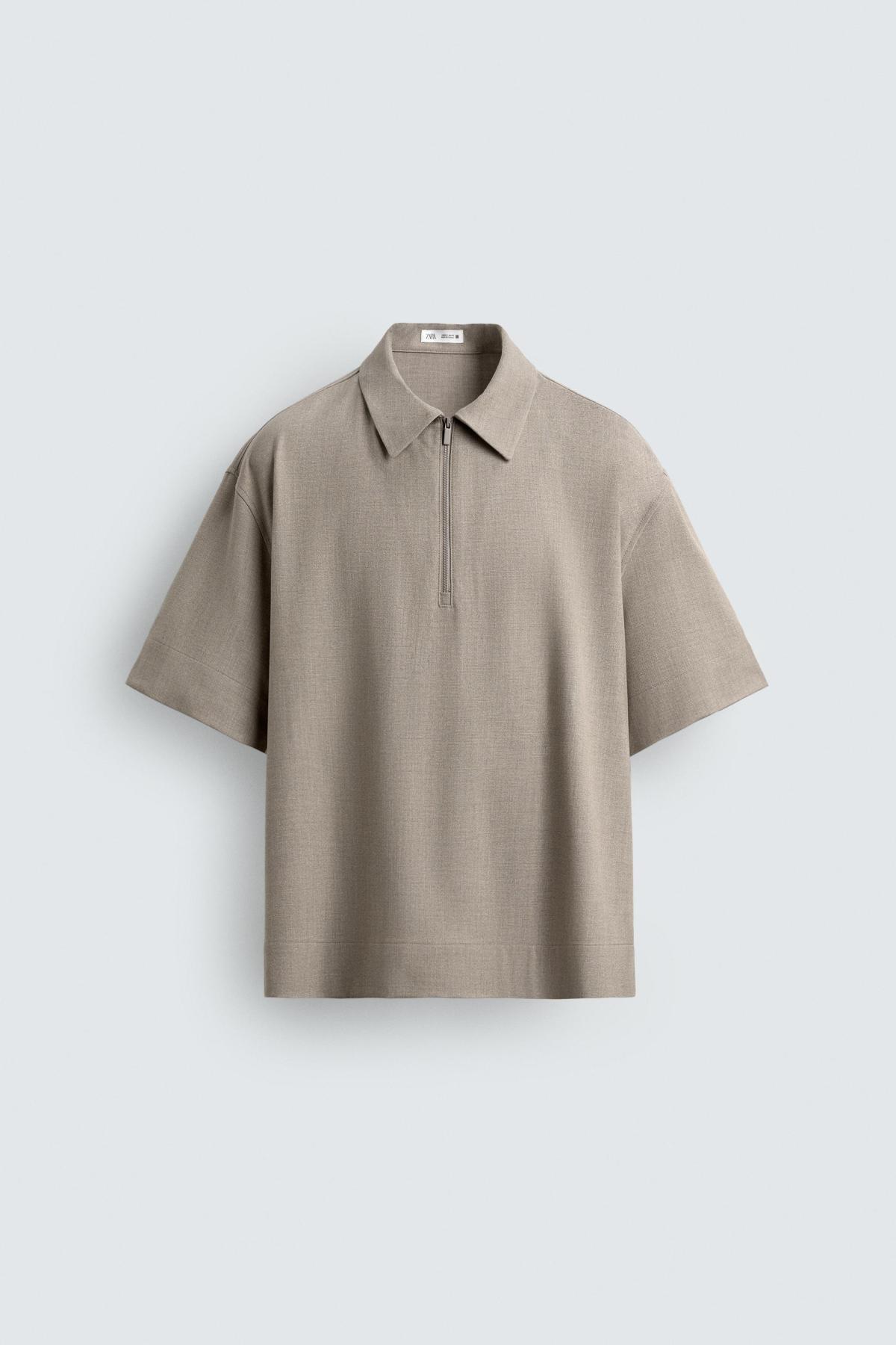 자라 테크니컬 지퍼넥 반팔 폴로셔츠 6861/692/720 BEIGE MARL