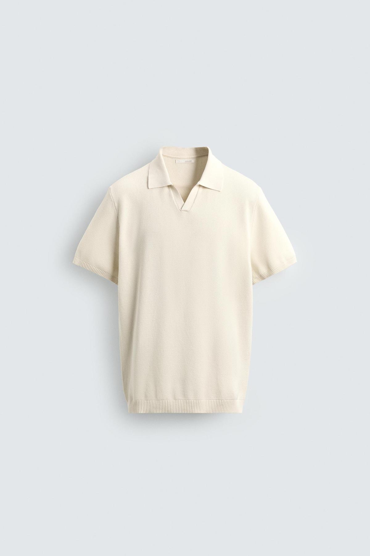 자라 텍스처 니트 반팔 폴로셔츠 아이보리 3332/410/251 OYSTER-WHITE