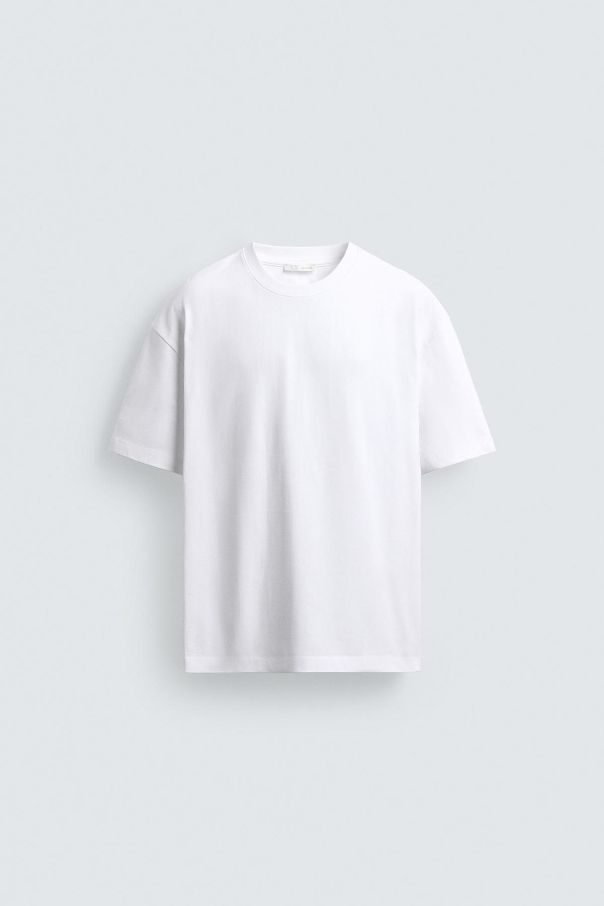 자라 릴랙스핏 코튼 텍스처 반팔 티셔츠 화이트 1887/410/250 WHITE
