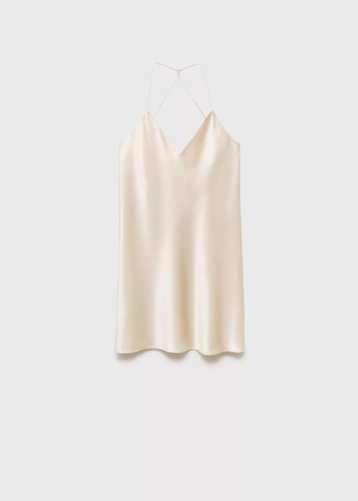 망고 실크 브이넥 스트랩 슬립 원피스 27043329_06 GRIS CLARO/PASTEL