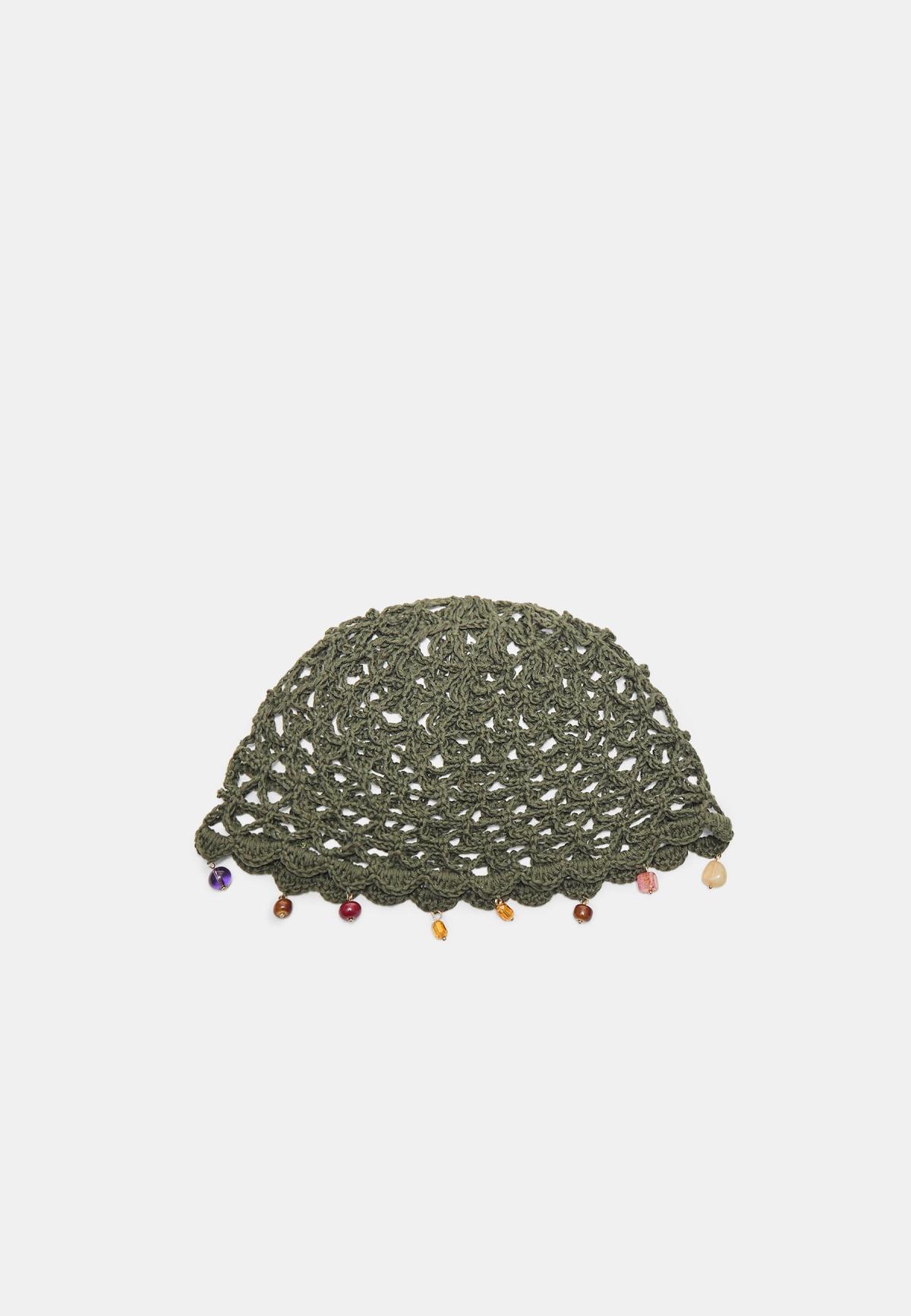 스트라디바리우스 비즈 장식 크로셰 스컬캡 비니 0744/103/550 KHAKI