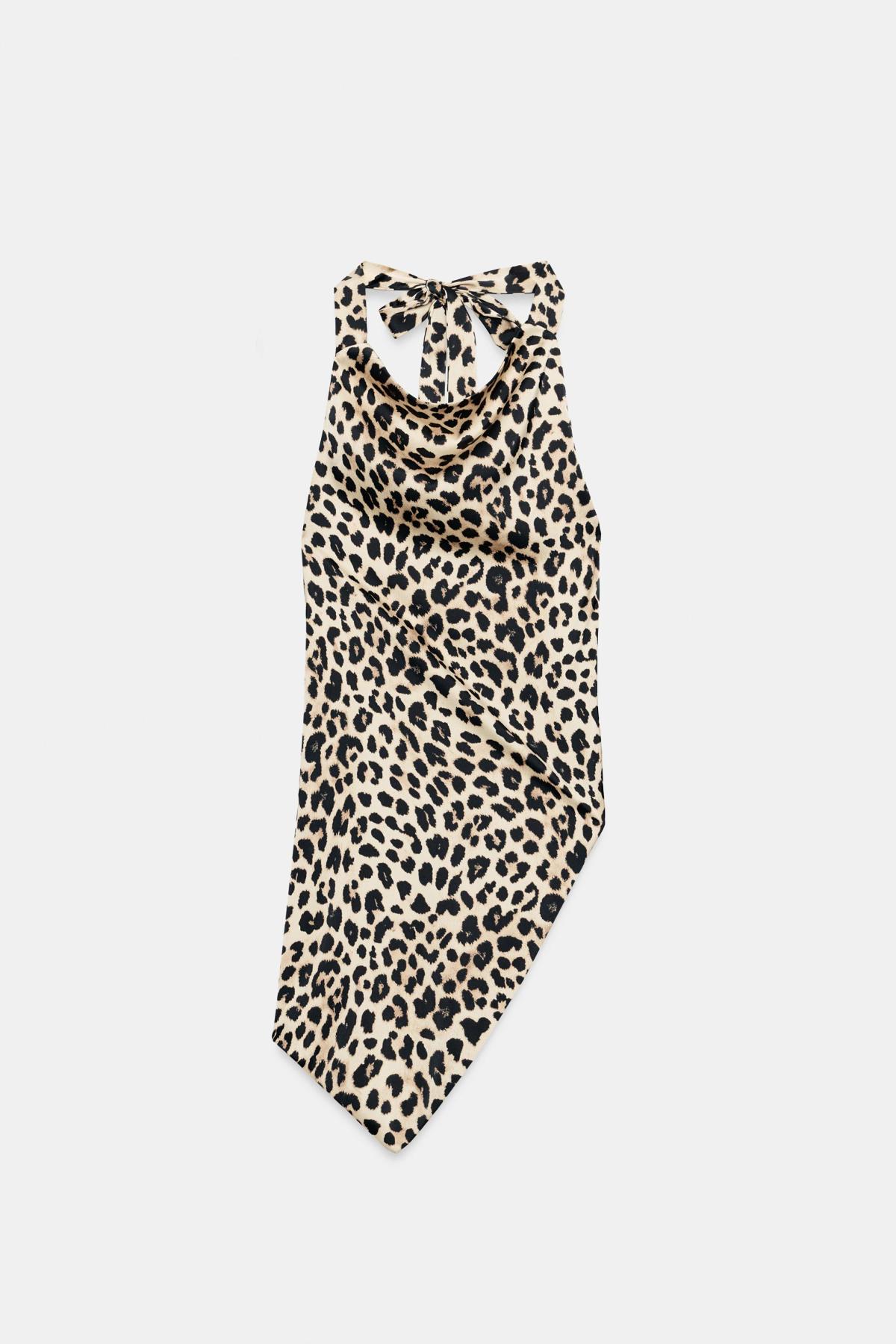 자라 애니멀 프린트 새틴 비대칭 홀터넥 탑 2748/332/051 LEOPARD