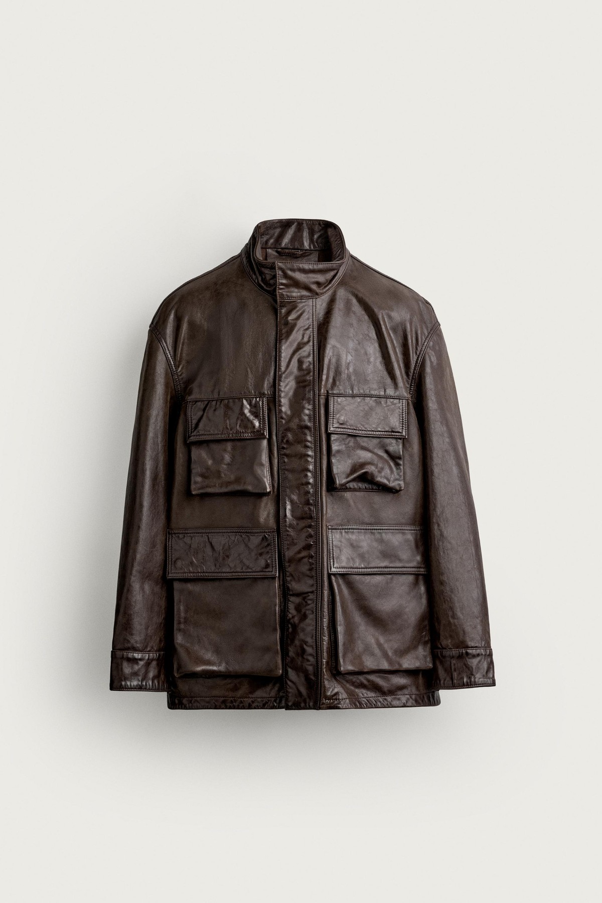 자라 유틸리티 포켓 나파 레더 자켓 4416/409/700 BROWN