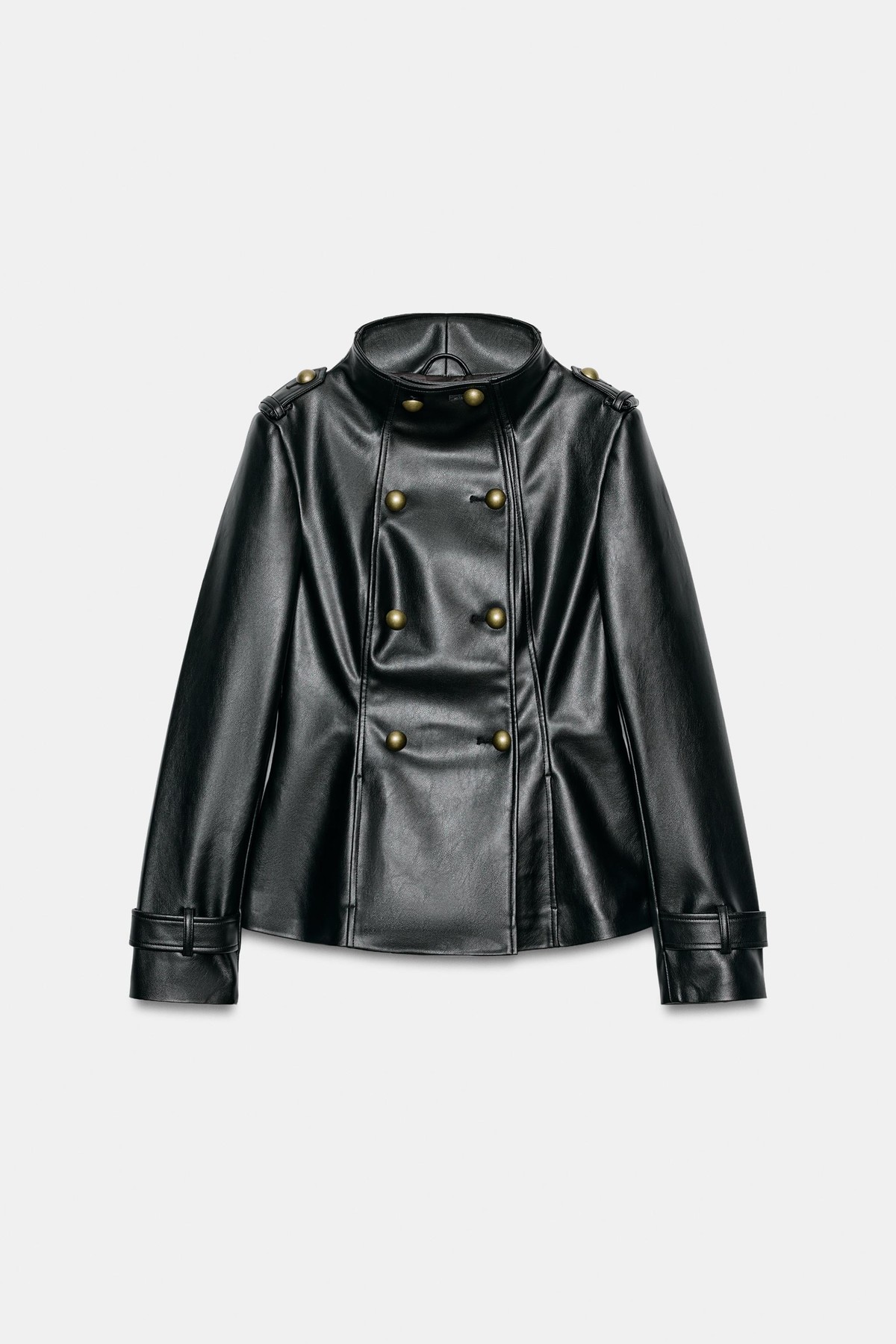 자라 가죽 이펙트 하이넥 버튼 자켓 4749/700/800 BLACK