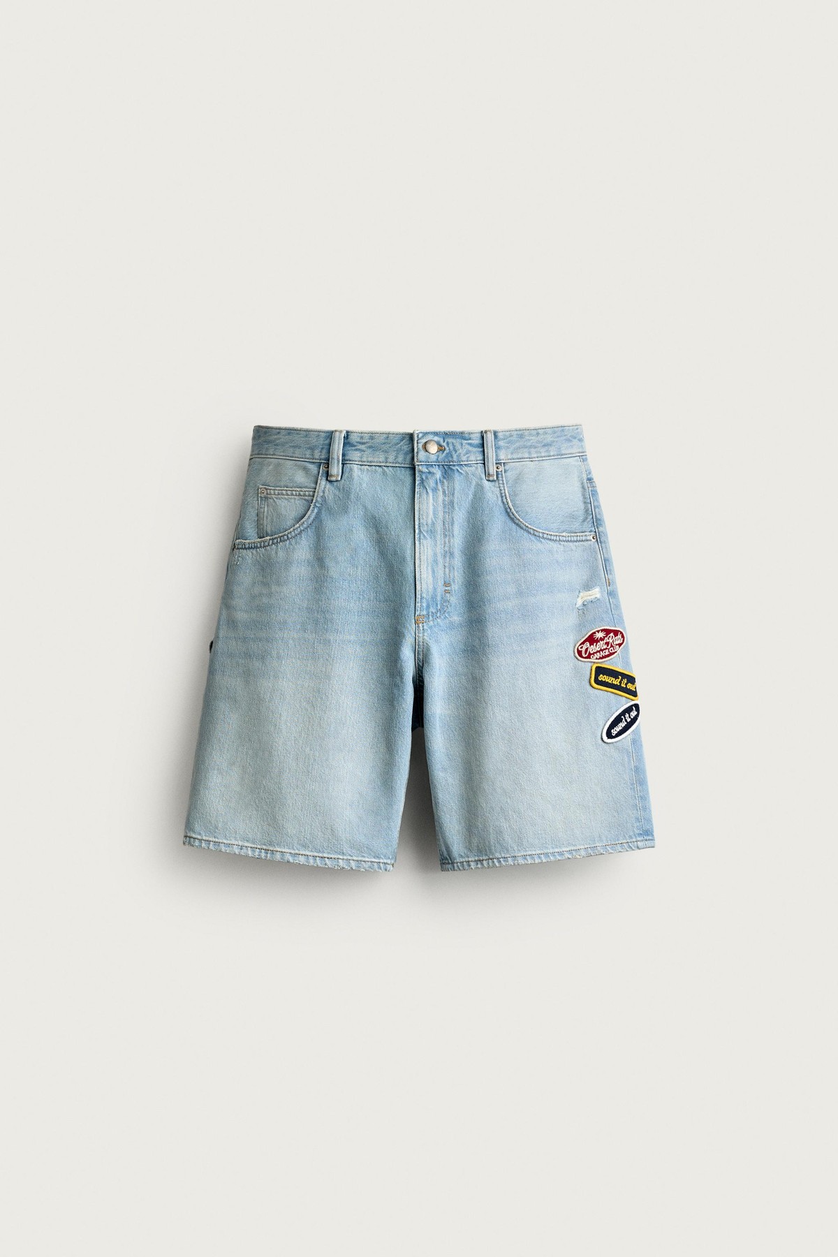 자라 릴렉스핏 패치 워싱 데님 반바지 6045/412/400 BLUE