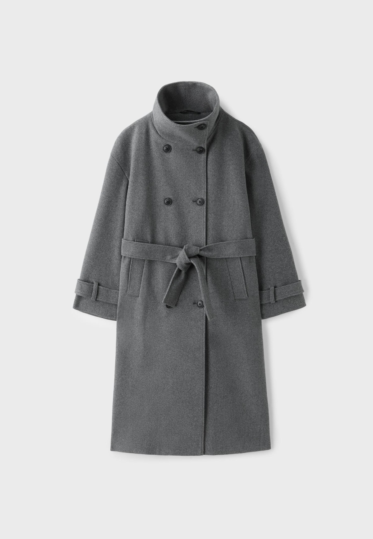 스트라디바리우스 소프트 하이넥 벨트 롱 코트 5804/151/250 DARK GREY