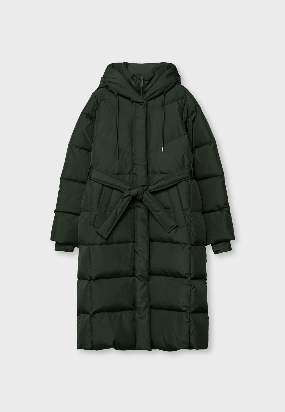 스트라디바리우스 벨트 후드 다운 롱 패딩 코트 5896/121/550 KHAKI