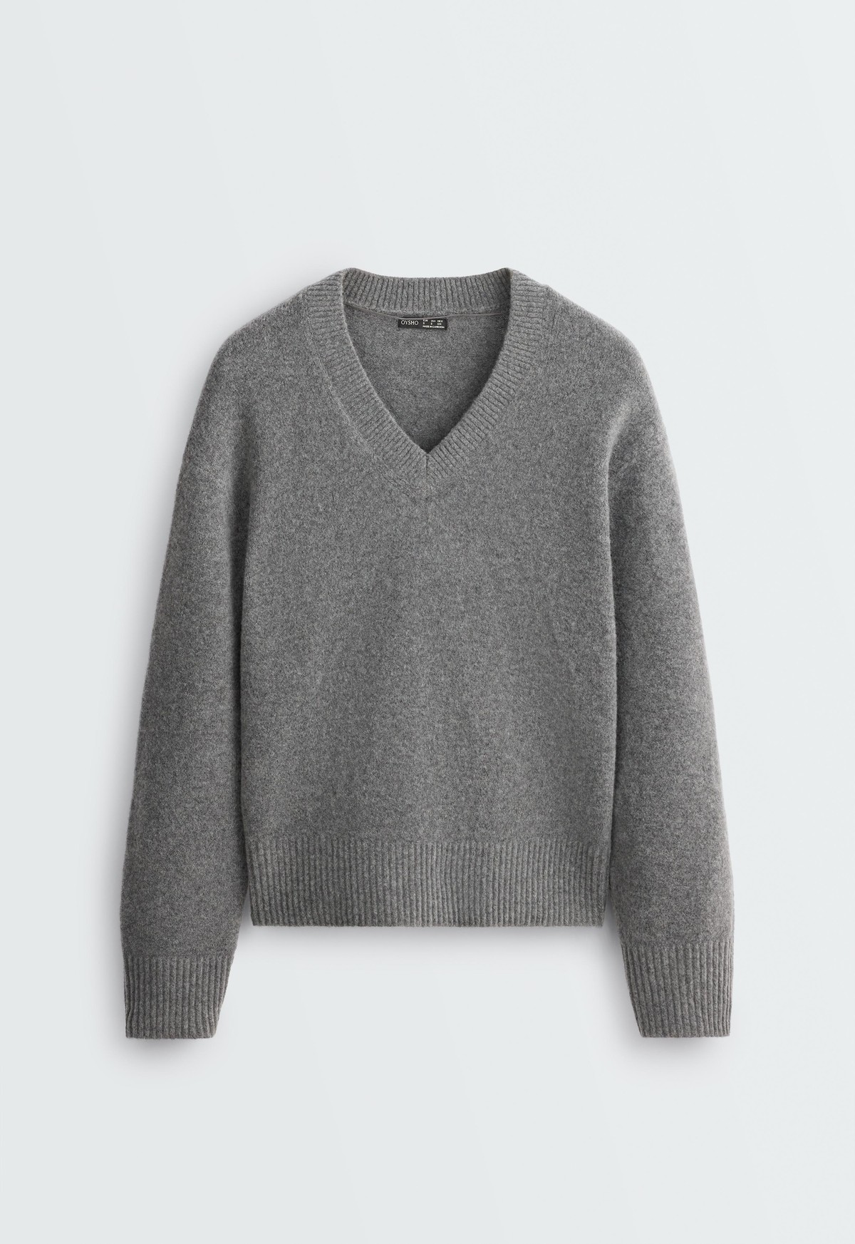 오이쇼 브이넥 골지 니트 스웨터 6177/885/887 MOTTLED GREY MELANGE