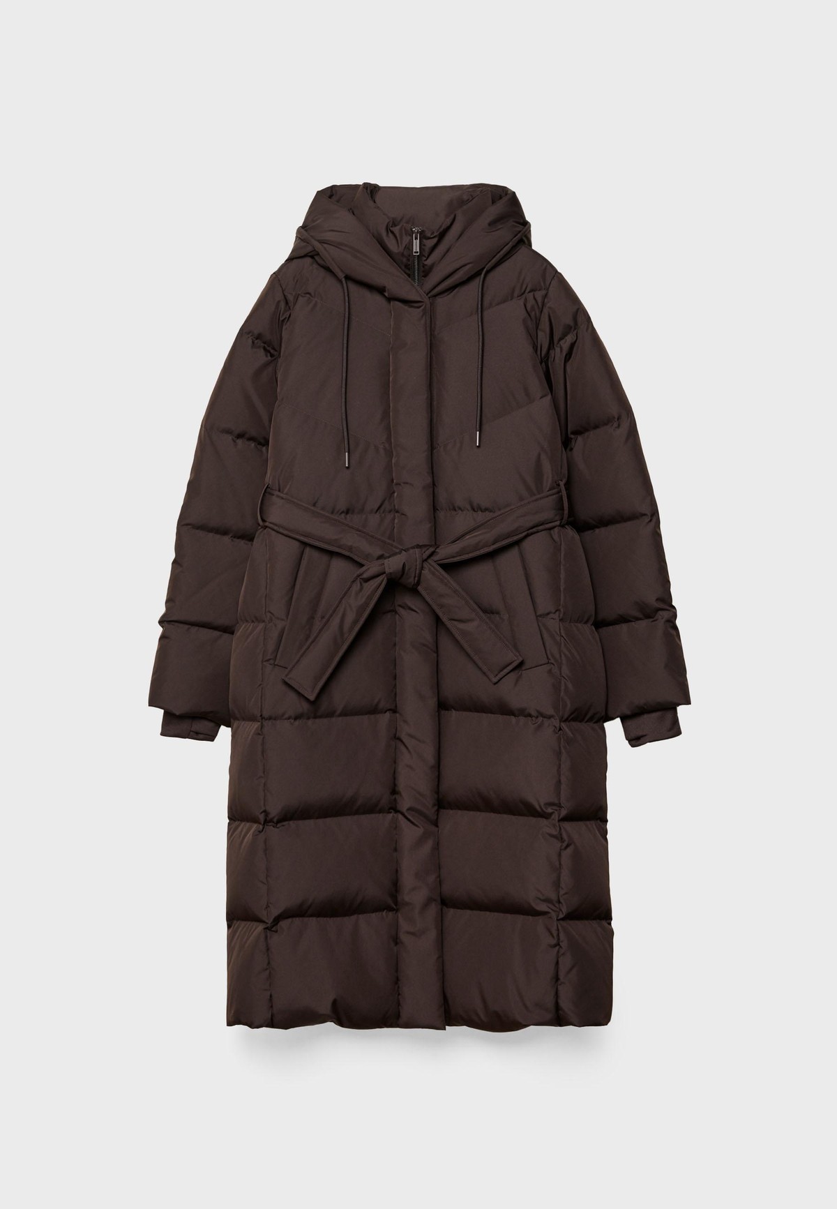 스트라디바리우스 벨트 후드 롱 패딩 코트 5896/120/400 BROWN