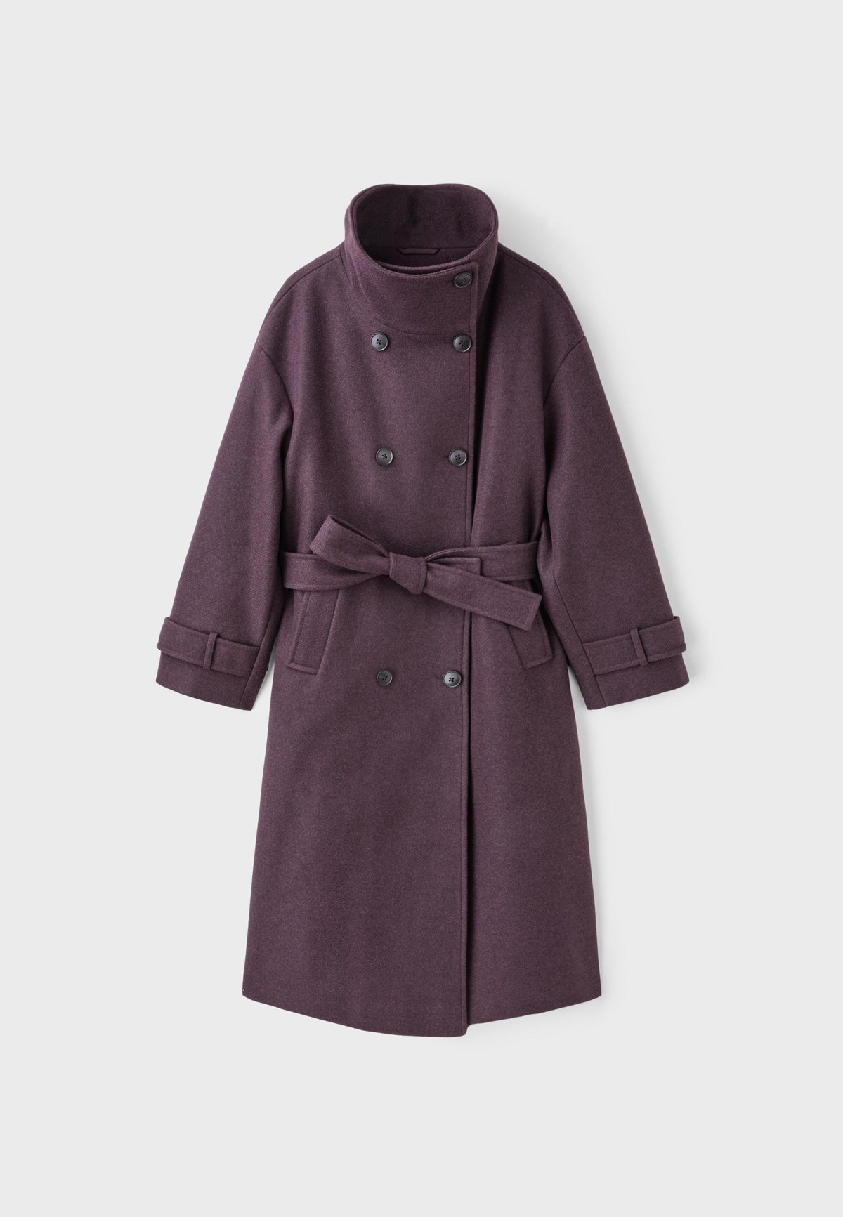 스트라디바리우스 하이넥 더블버튼 벨트 롱 코트 5804/150/650 PURPLE