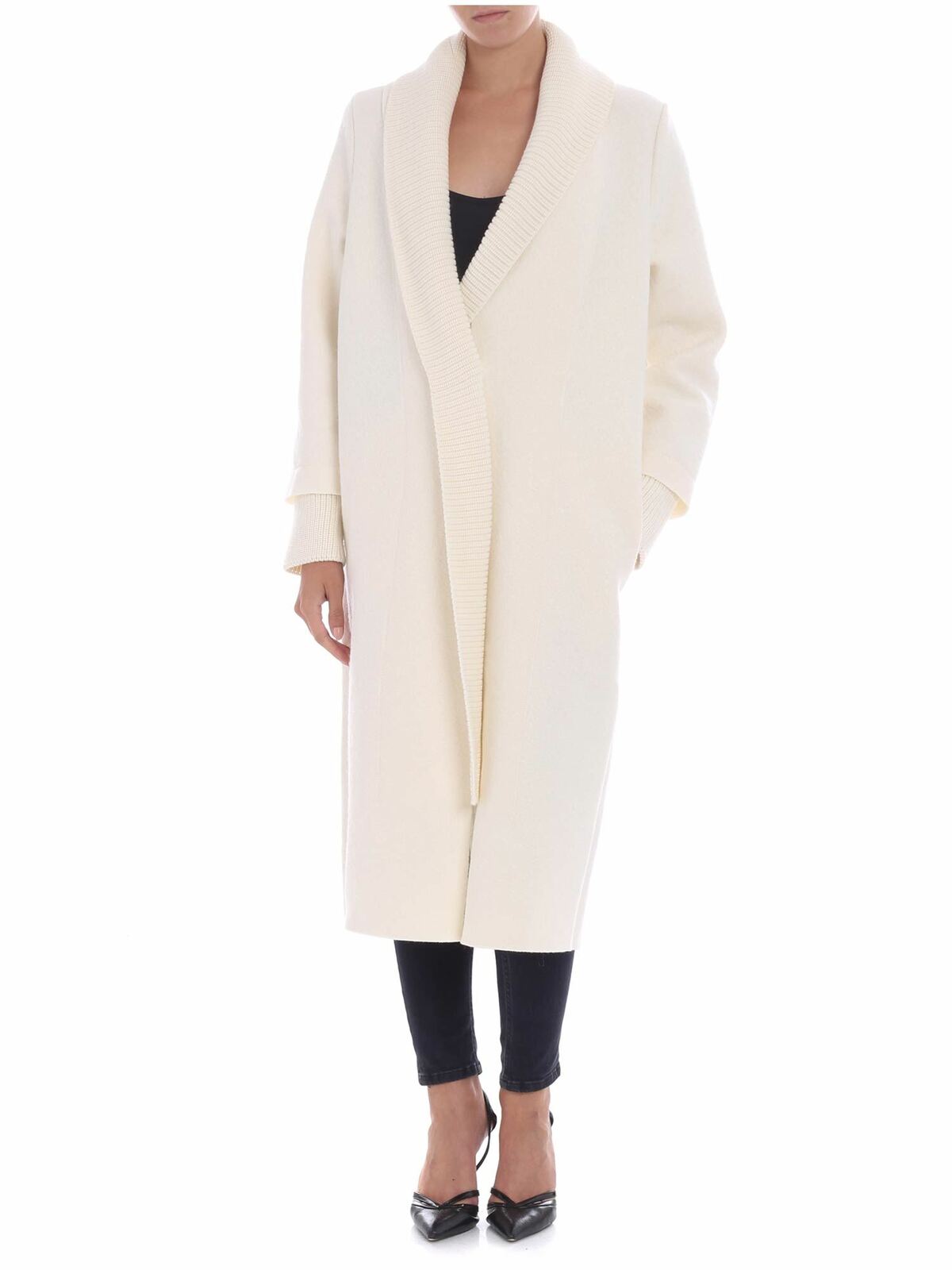 푸즈이 colored with knitted edges 코트 여성 화이트 18FW F8153700341017