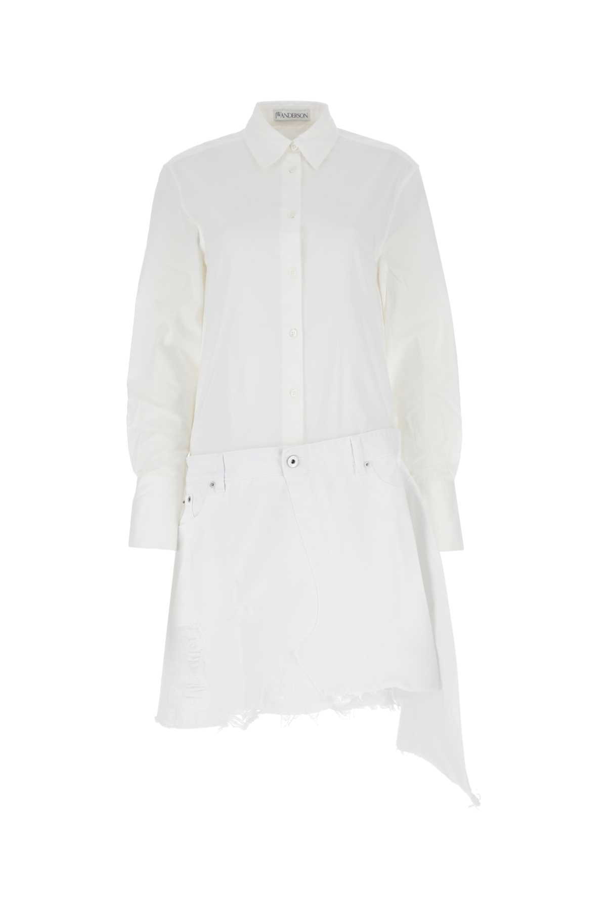 코프오라 에 토프오 Shirtdress from JW Anderson crafted an aymmetric 코튼 원피스 여성 화이트 24SS DR0343PG1248001