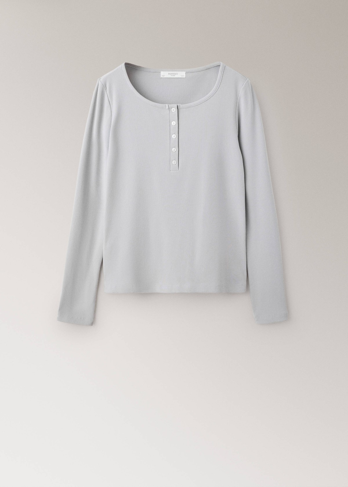 망고 슬림핏 헨리넥 긴팔 티셔츠 37042916_92 GRIS