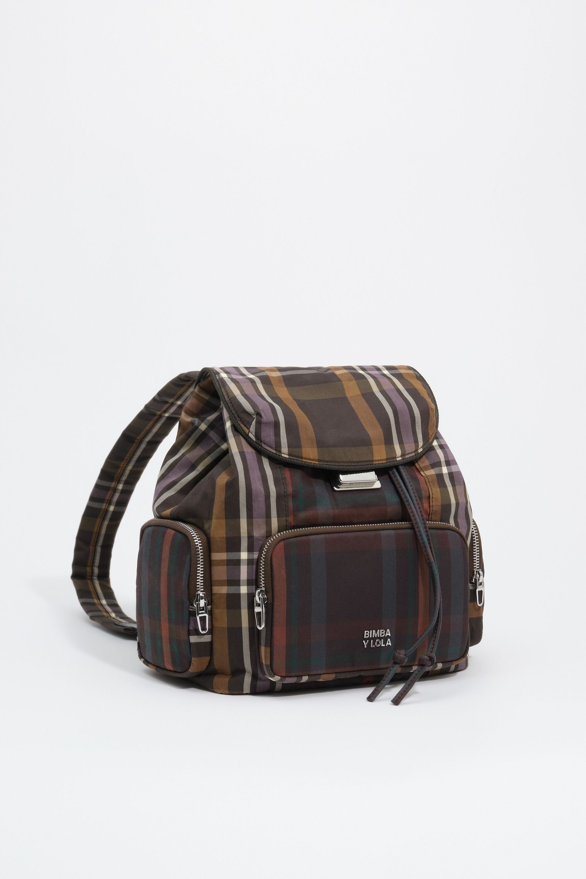 빔바이롤라 타탄 체크 포켓 라지 코튼 백팩 262BBVQ5G.20254 TARTAN CHOCOLATE GREEN