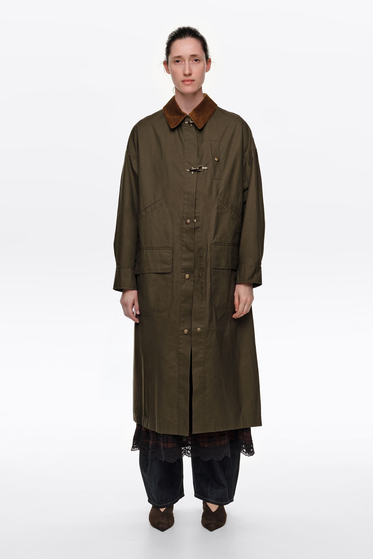 빔바이롤라 코듀로이 카라 코튼 롱 코트 262BR0475.10530 KHAKI